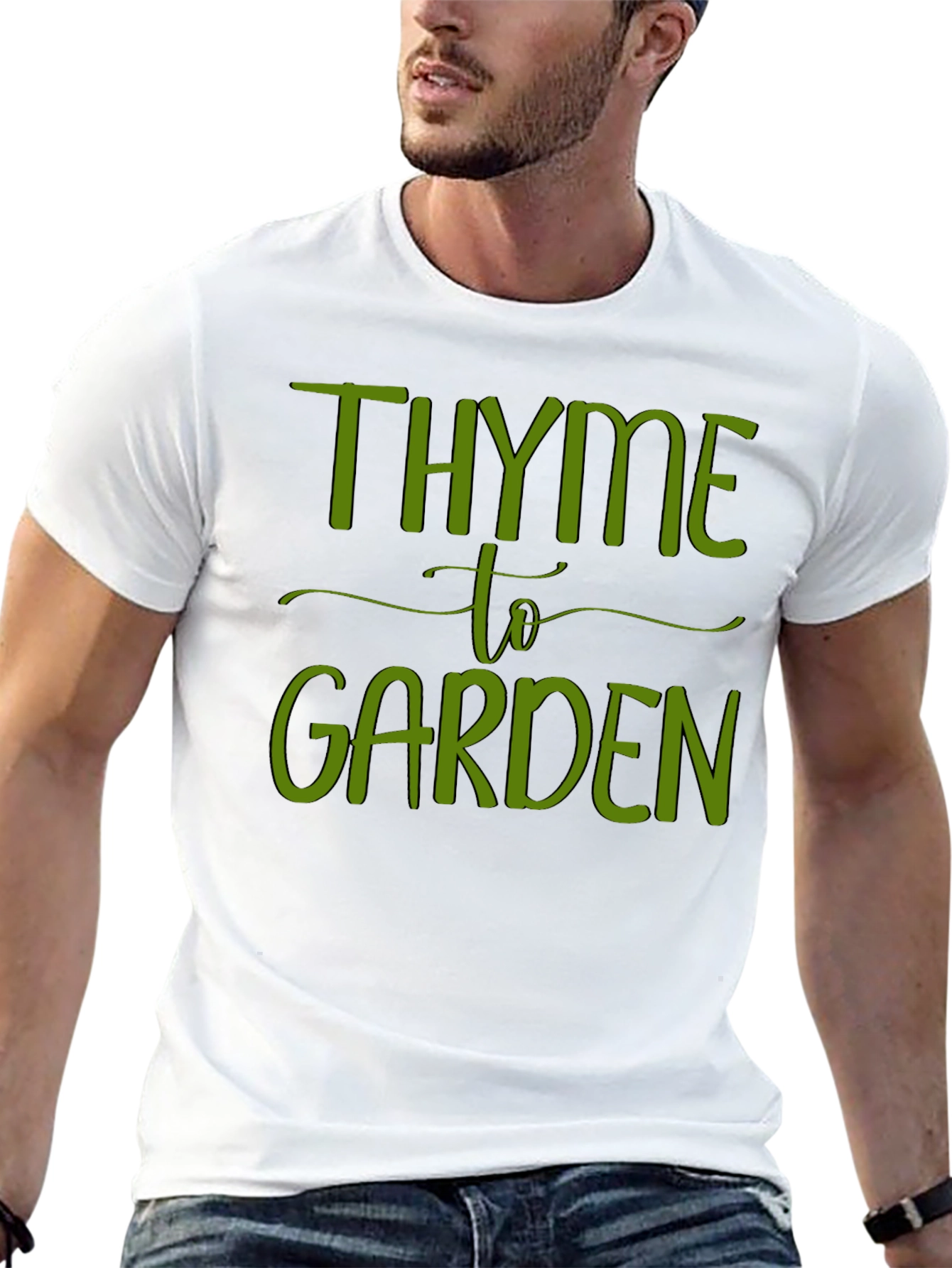 Thyme to Garden Green Graphic Black T-Shirt