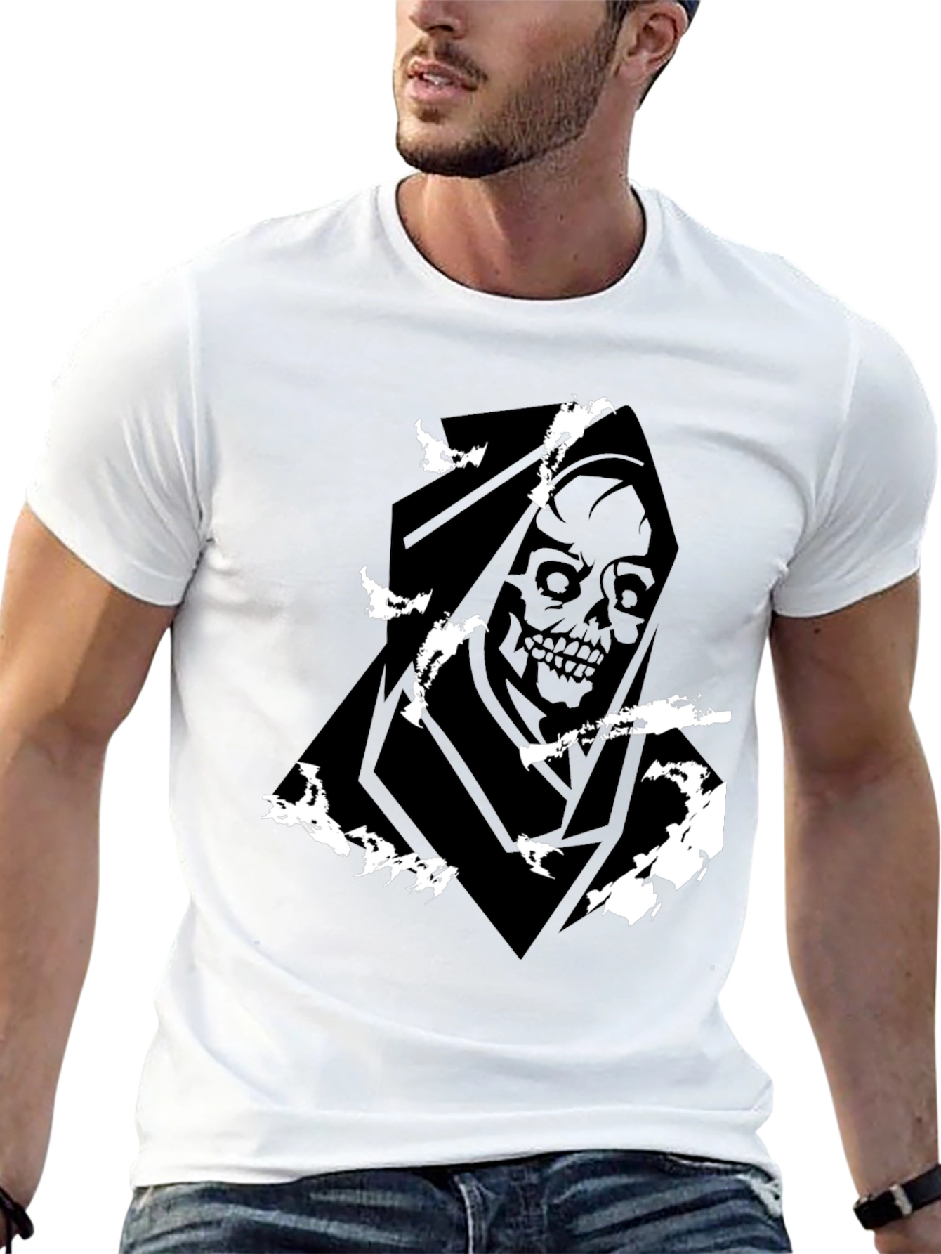 Grim Reaper Graphic Tee - Black Cotton Blend