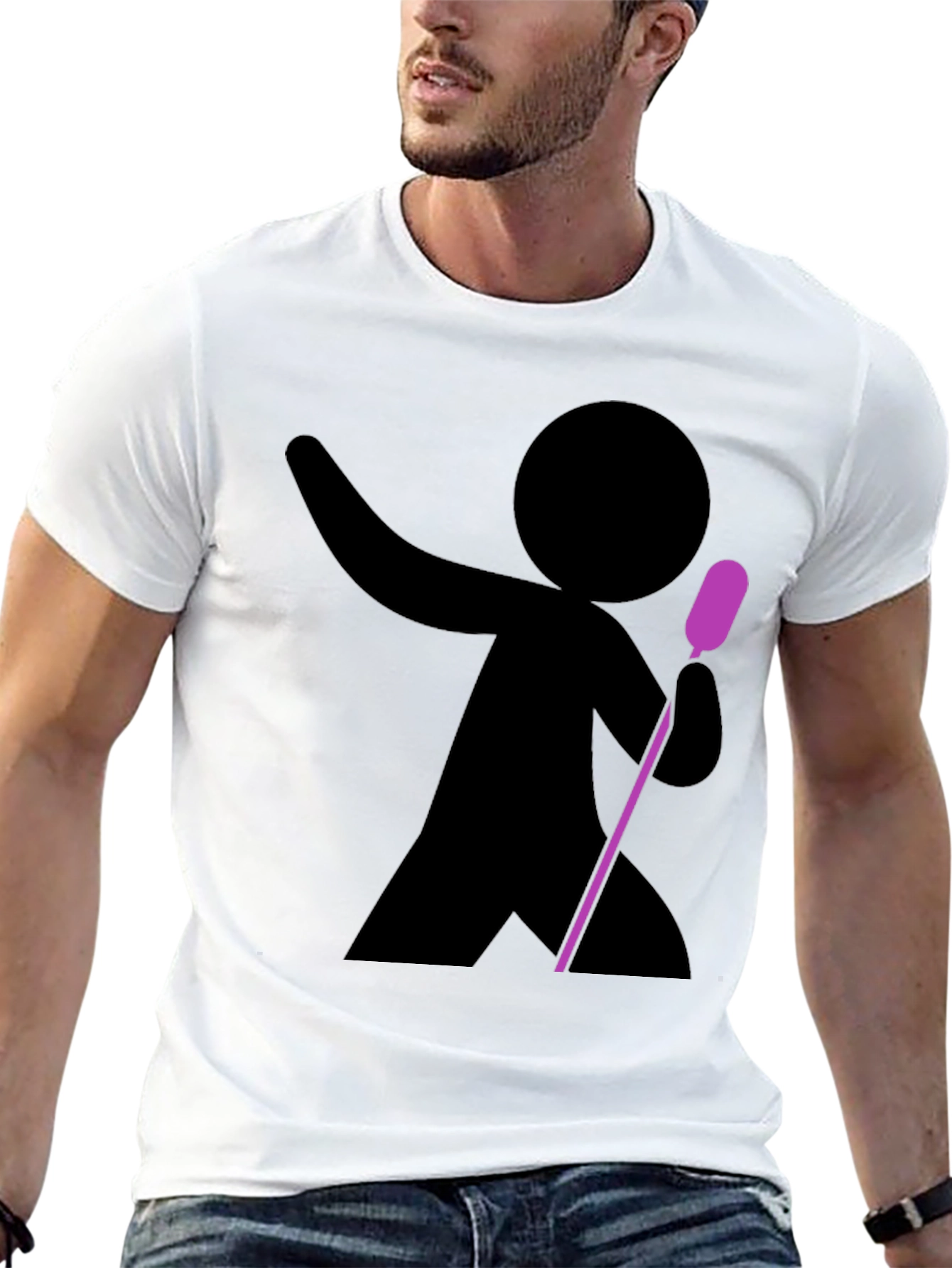 Stick Figure Singer Black T-Shirt