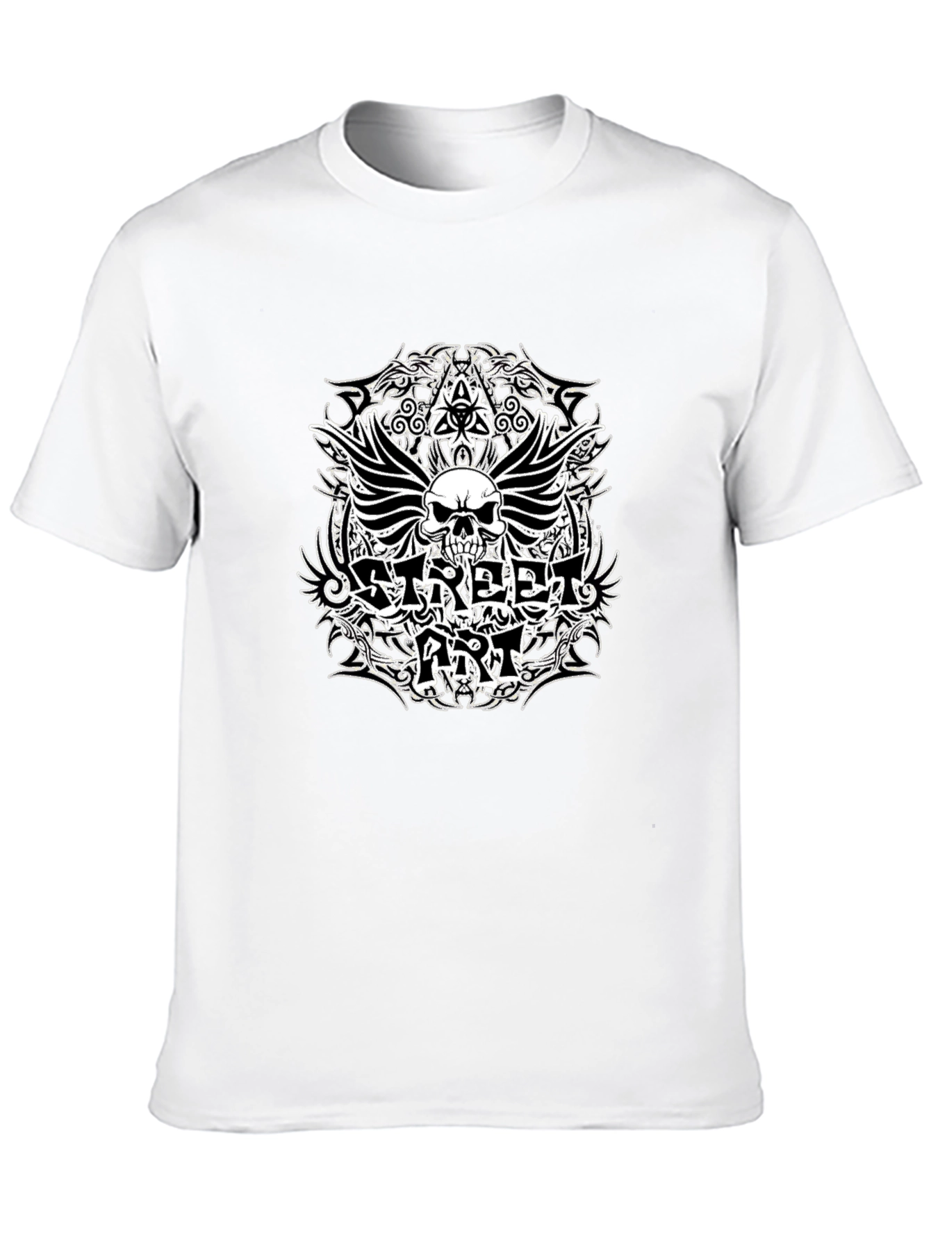 Street Art Skull Graphic Black T-Shirt