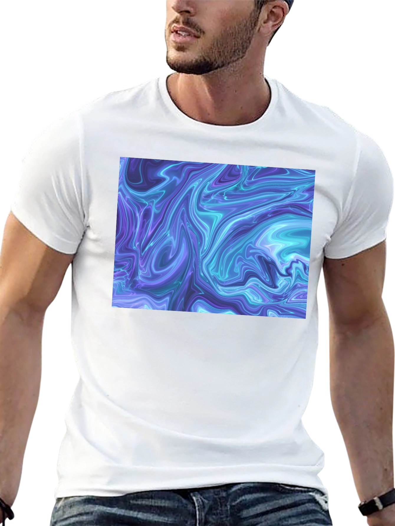 Abstract Marble Print Black T-Shirt