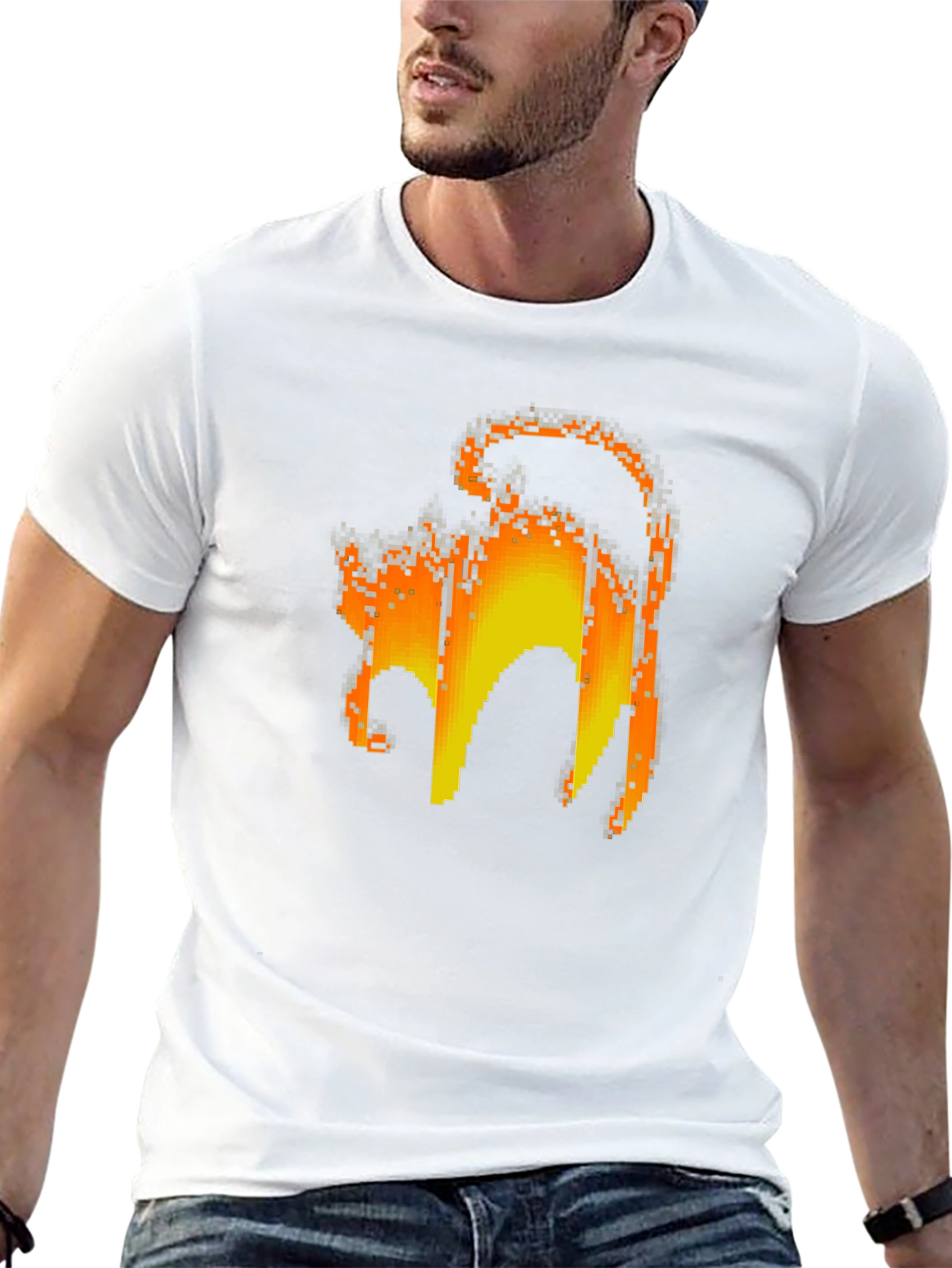 Pixelated Cat Graphic Tee - Retro Gamer Style Shirt