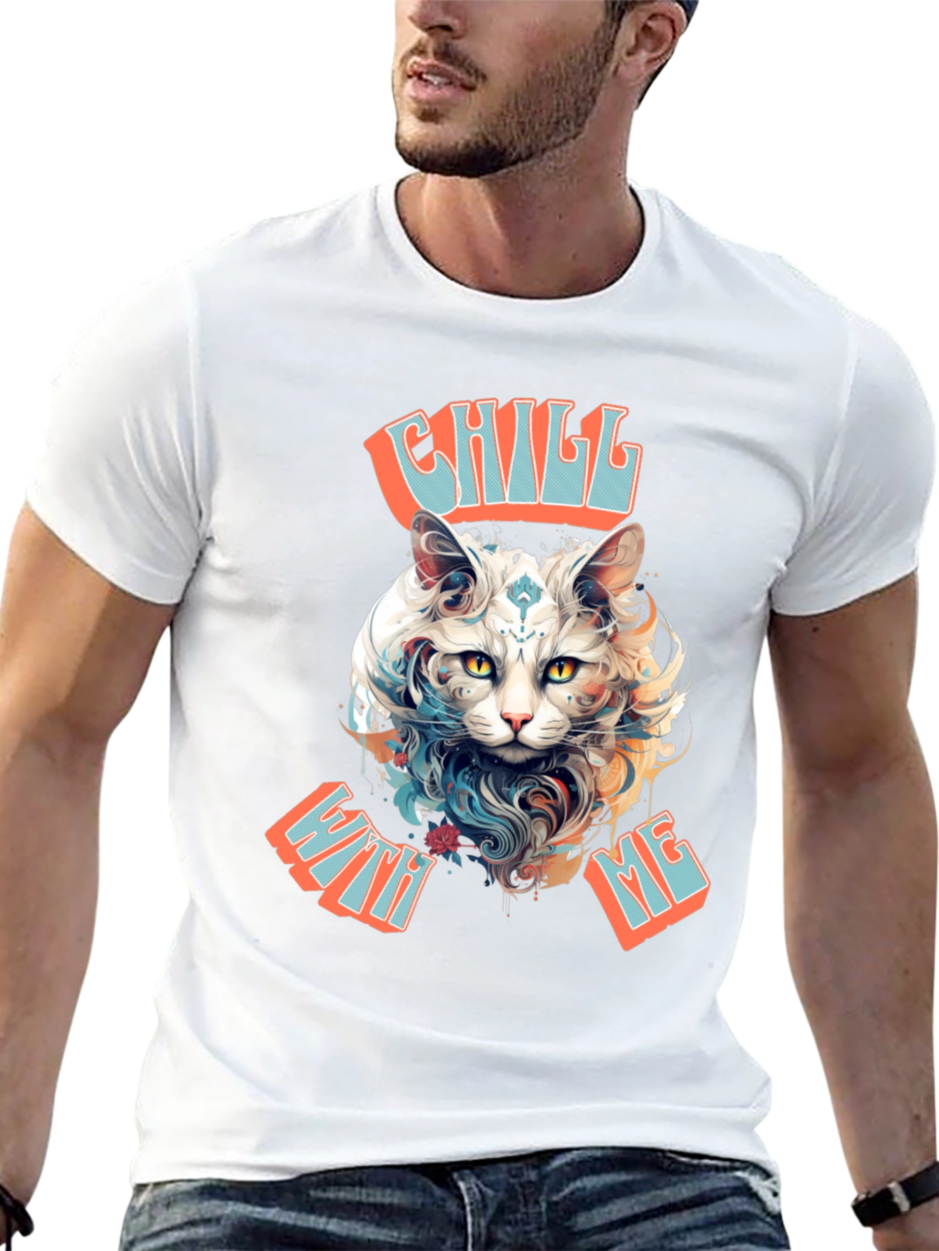 Chill With Me Cat Graphic Tee