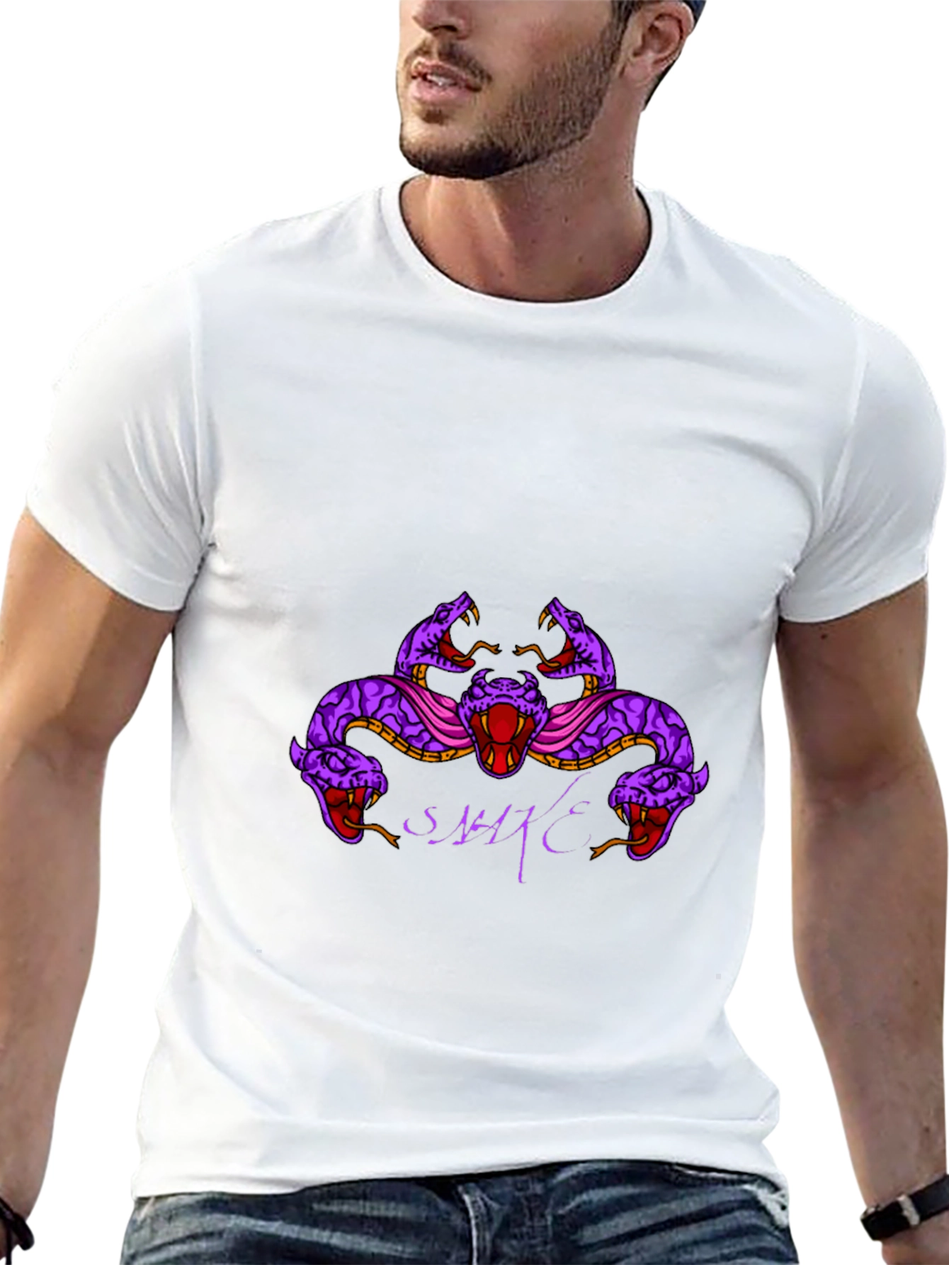 Mens Black Snake Graphic T-Shirt