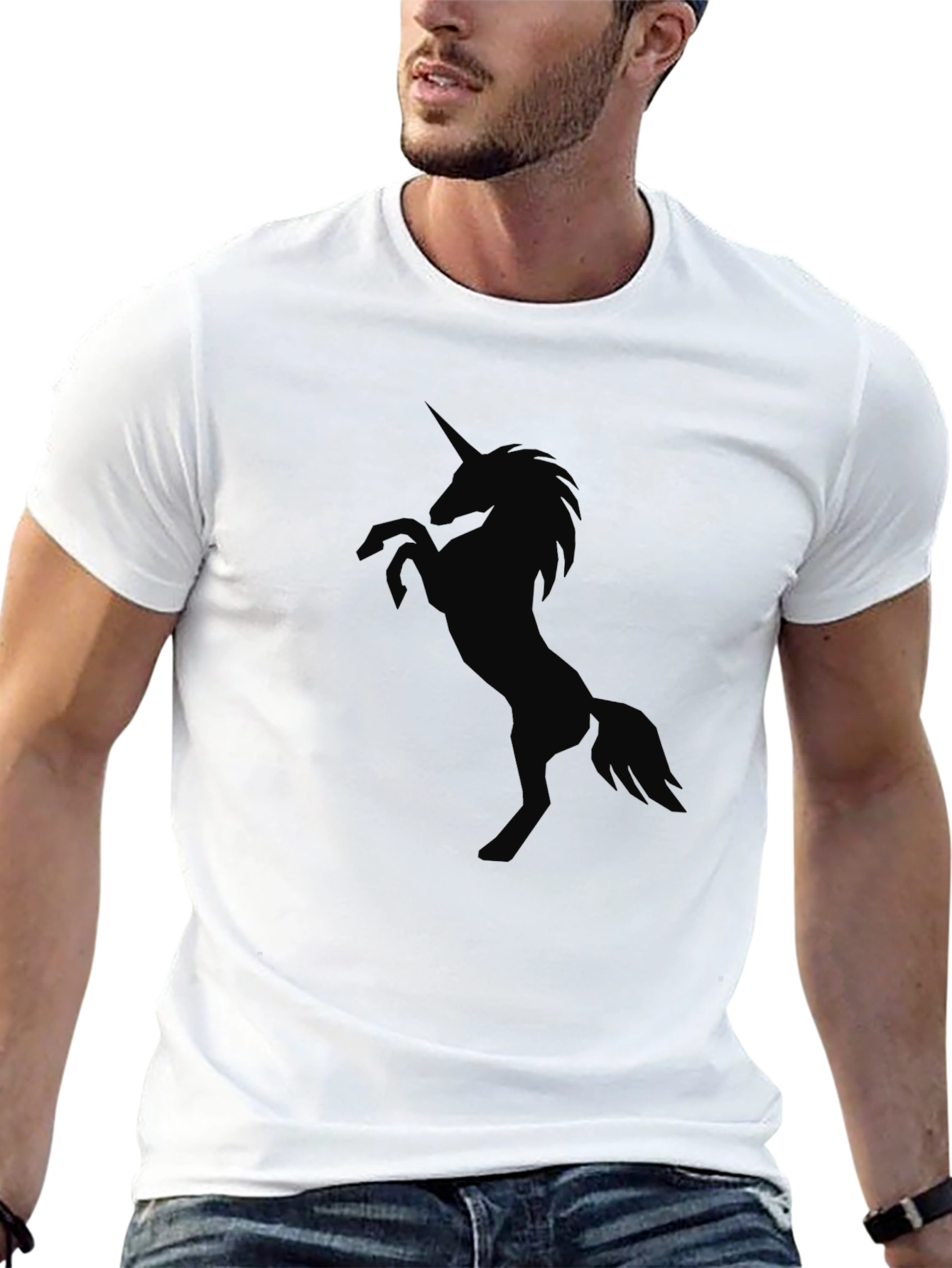 Mens Black Unicorn Graphic T-Shirt