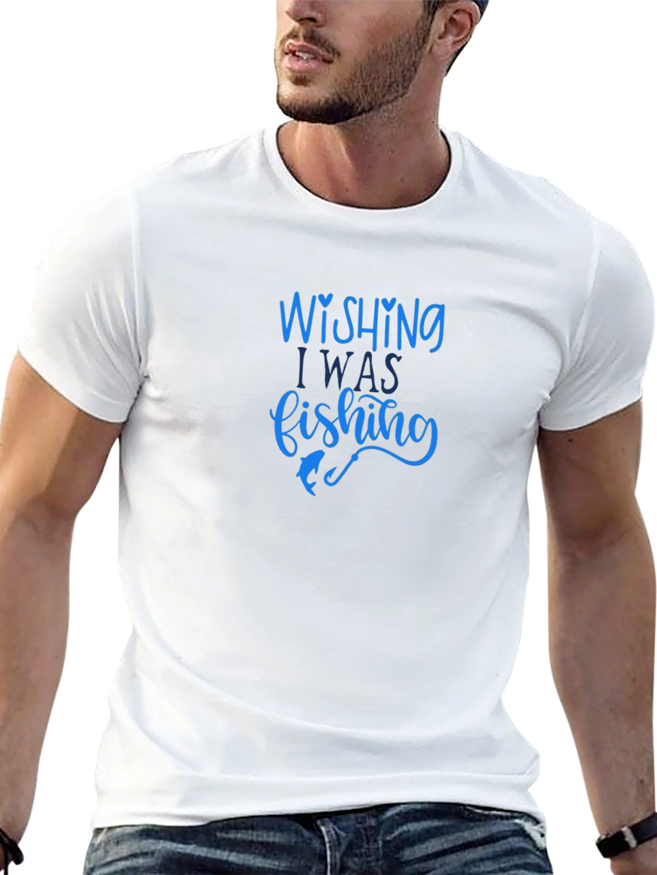 Wishing I Was Fishing T-Shirt - Black