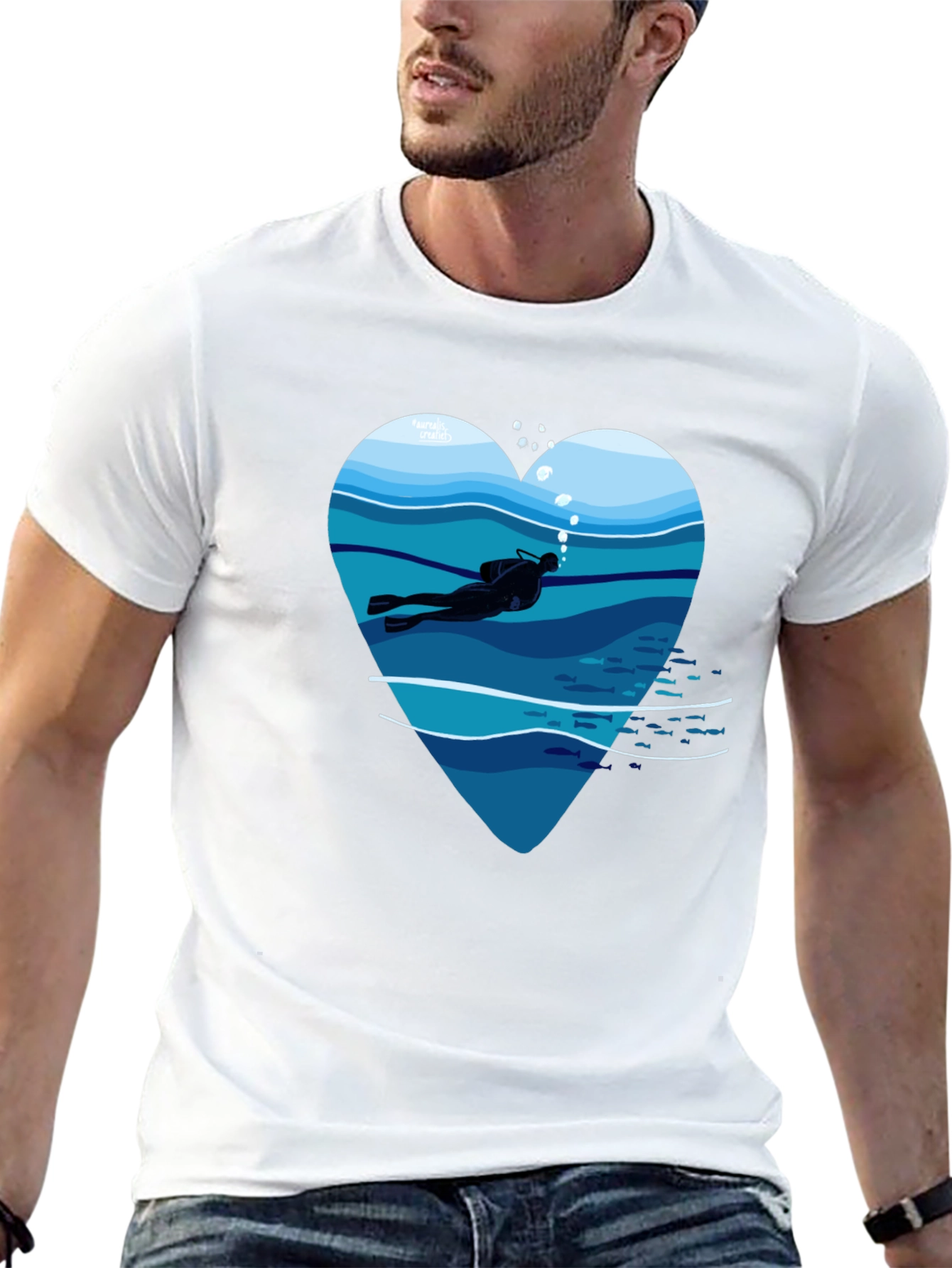 Diver Heart Graphic Tee - Black