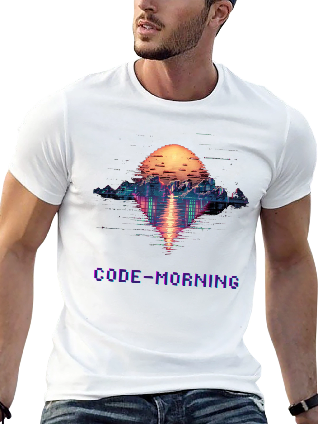 Code-Morning Graphic Tee - Retro Pixel Art