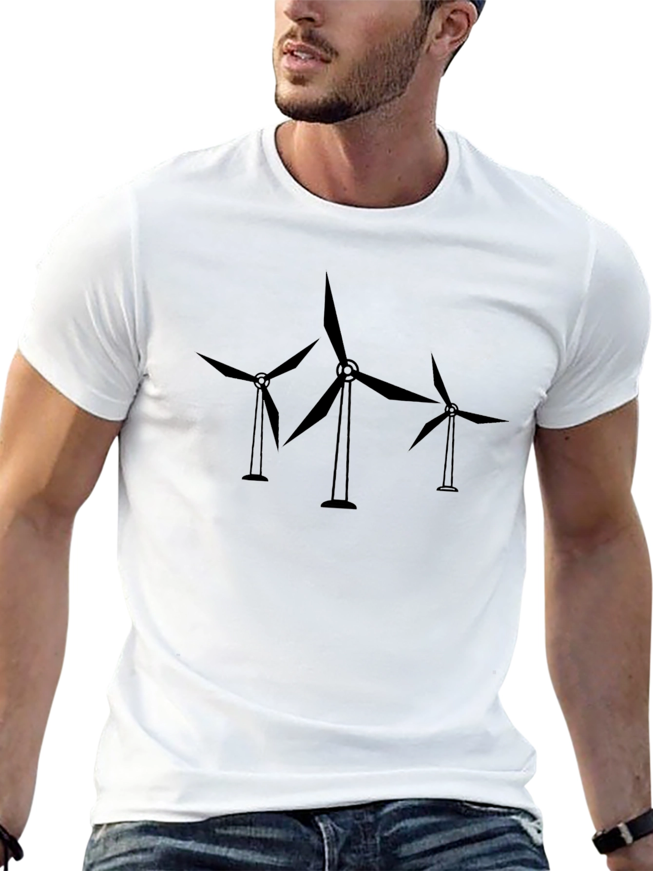 Wind Turbine Graphic T-Shirt - Sustainable Energy Tee
