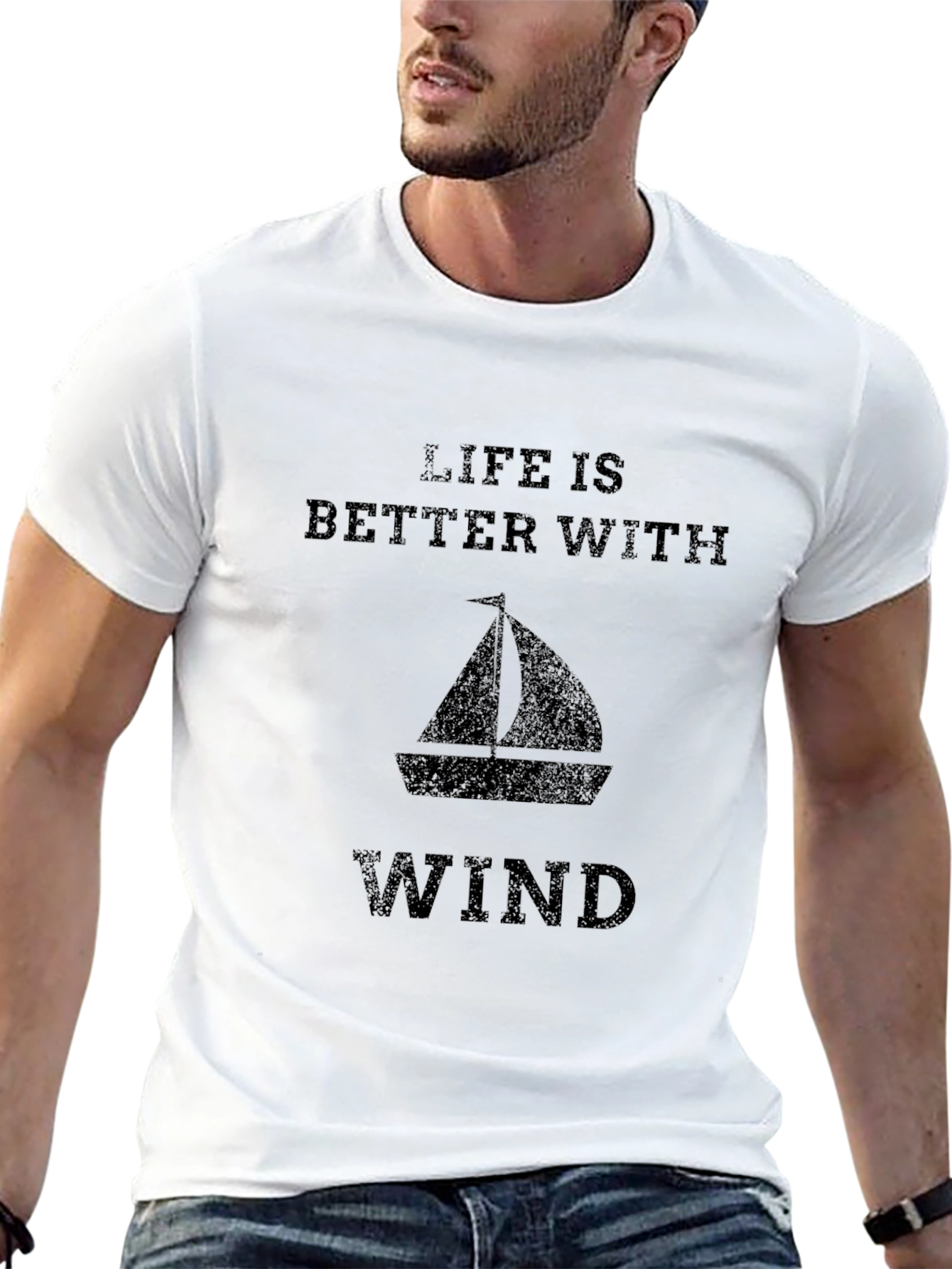 Life is Better With Wind Sailboat Graphic Tee