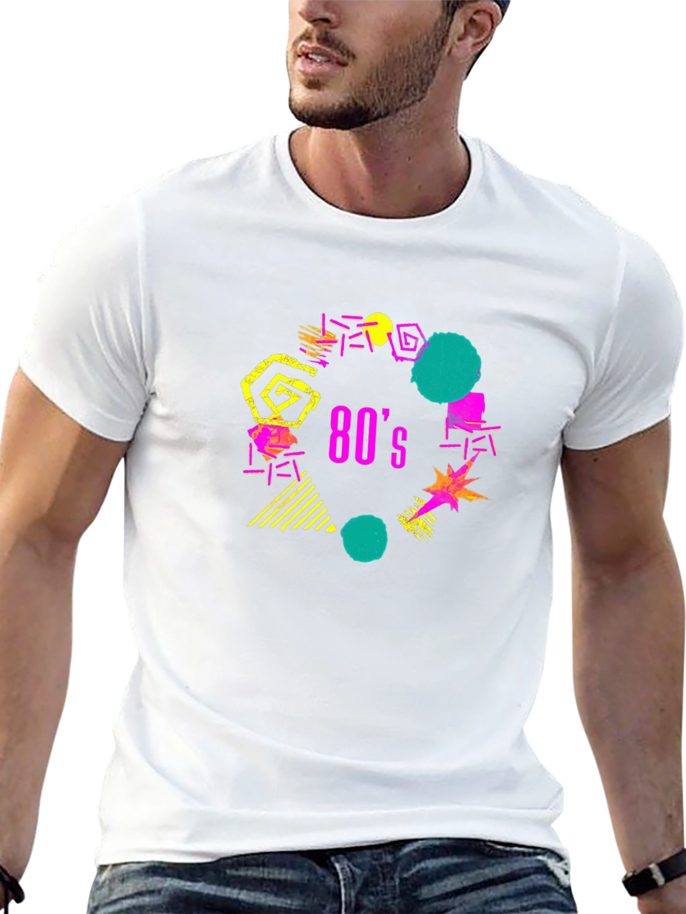 Retro 80s Style Graphic Tee - Black