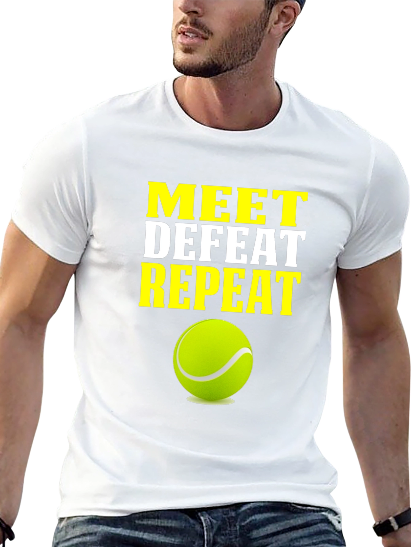 Meet Defeat Repeat Tennis T-Shirt