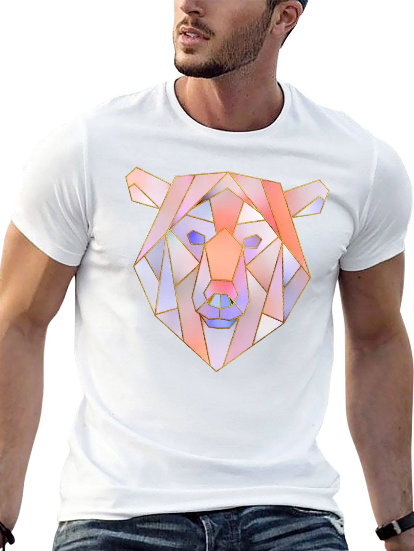 Geometric Bear Graphic Tee - Mens Black T-Shirt
