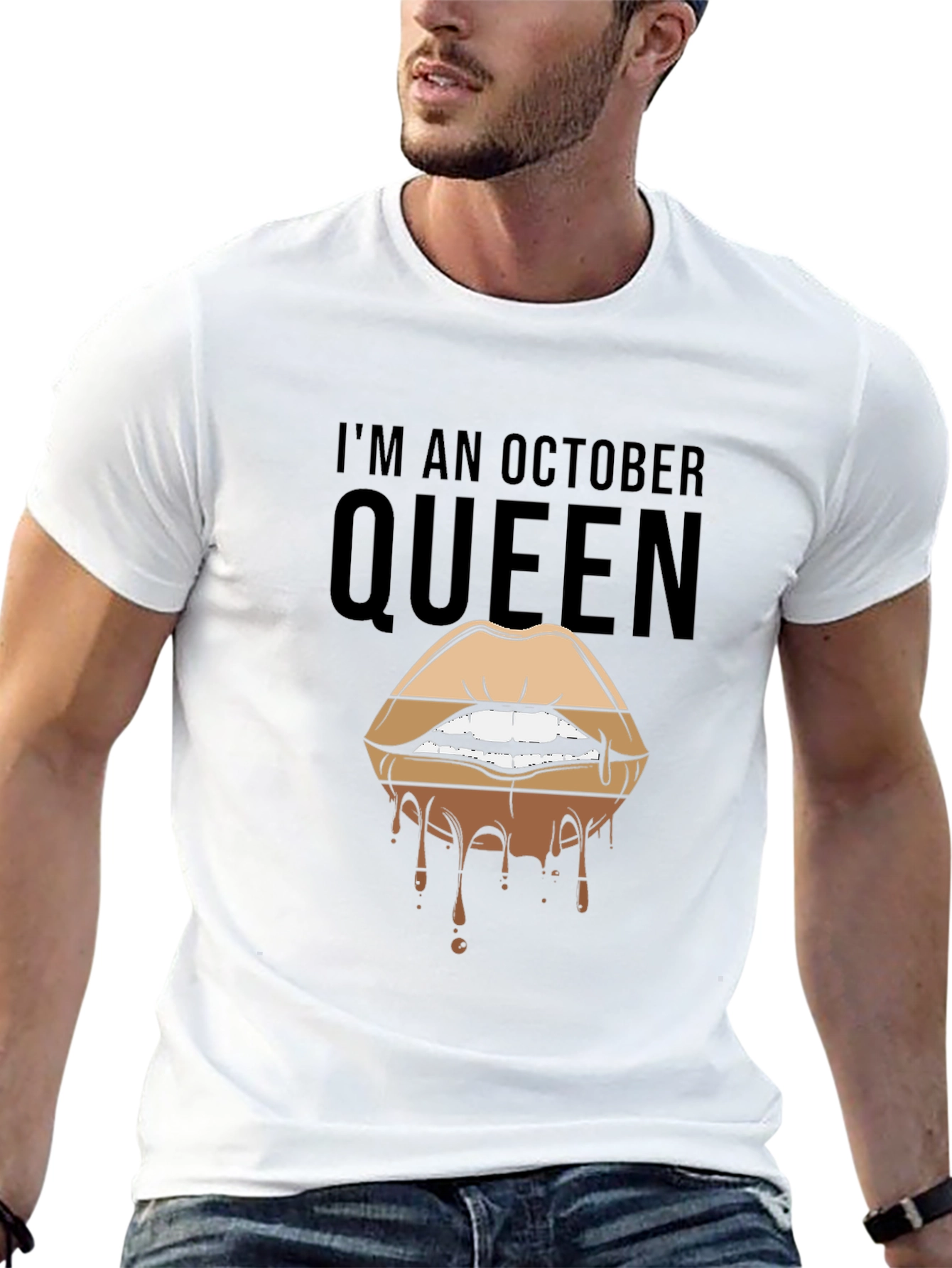 October Queen Lips Graphic T-Shirt - Black