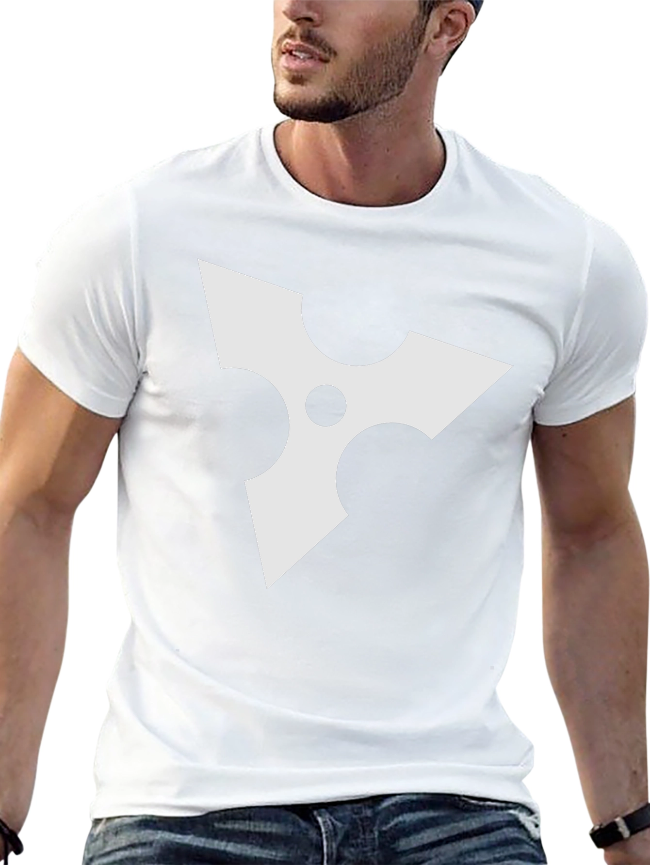Black Tee with White Ninja Star Graphic