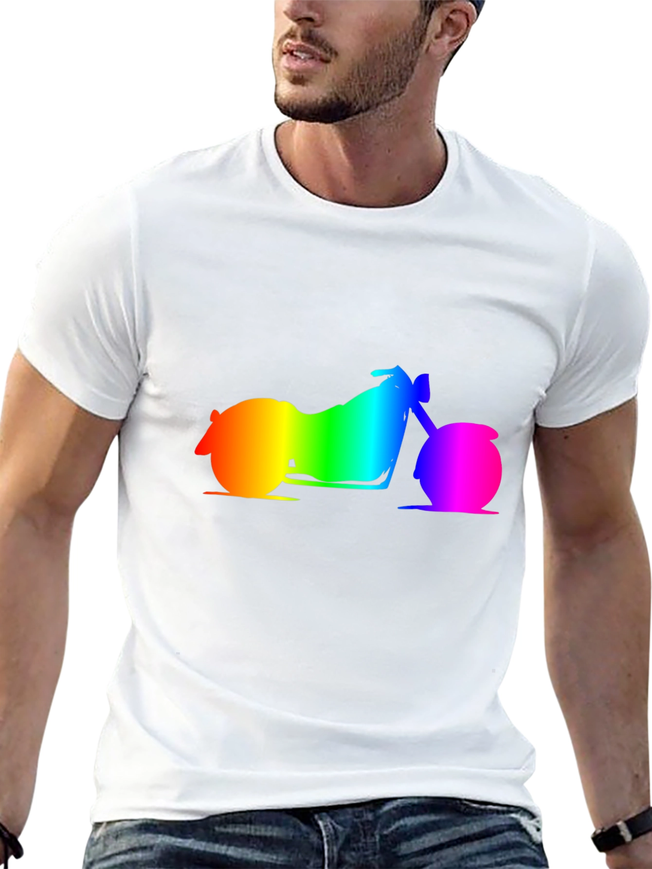 Rainbow Motorcycle Graphic Tee - Black