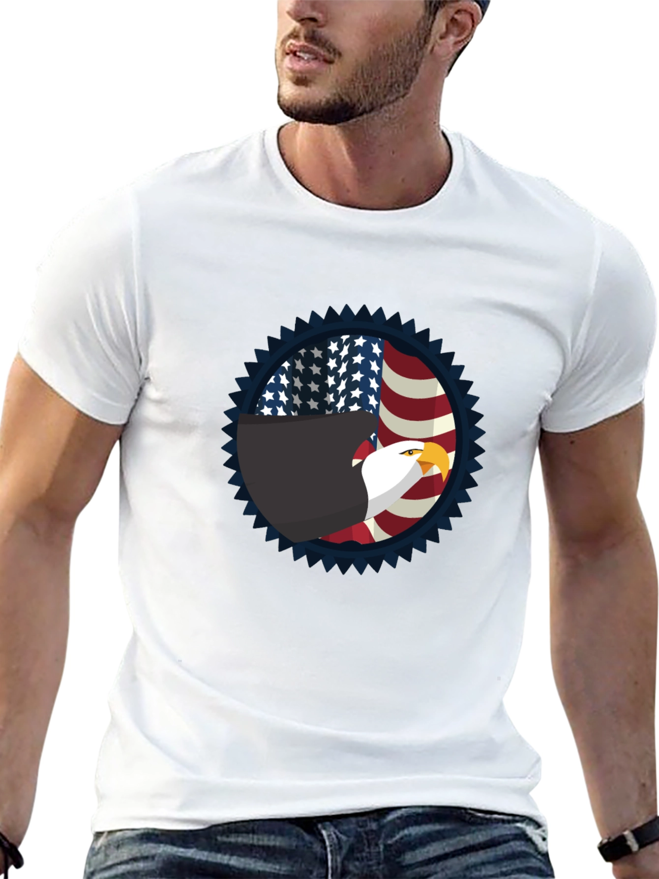 Patriotic Eagle Graphic Tee - Black
