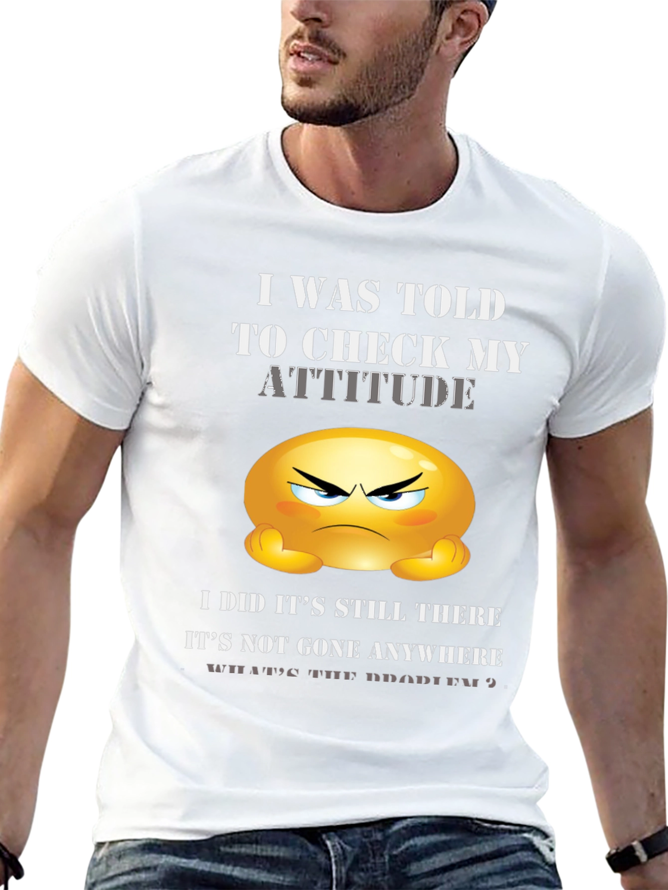 Funny Attitude Check Graphic T-Shirt