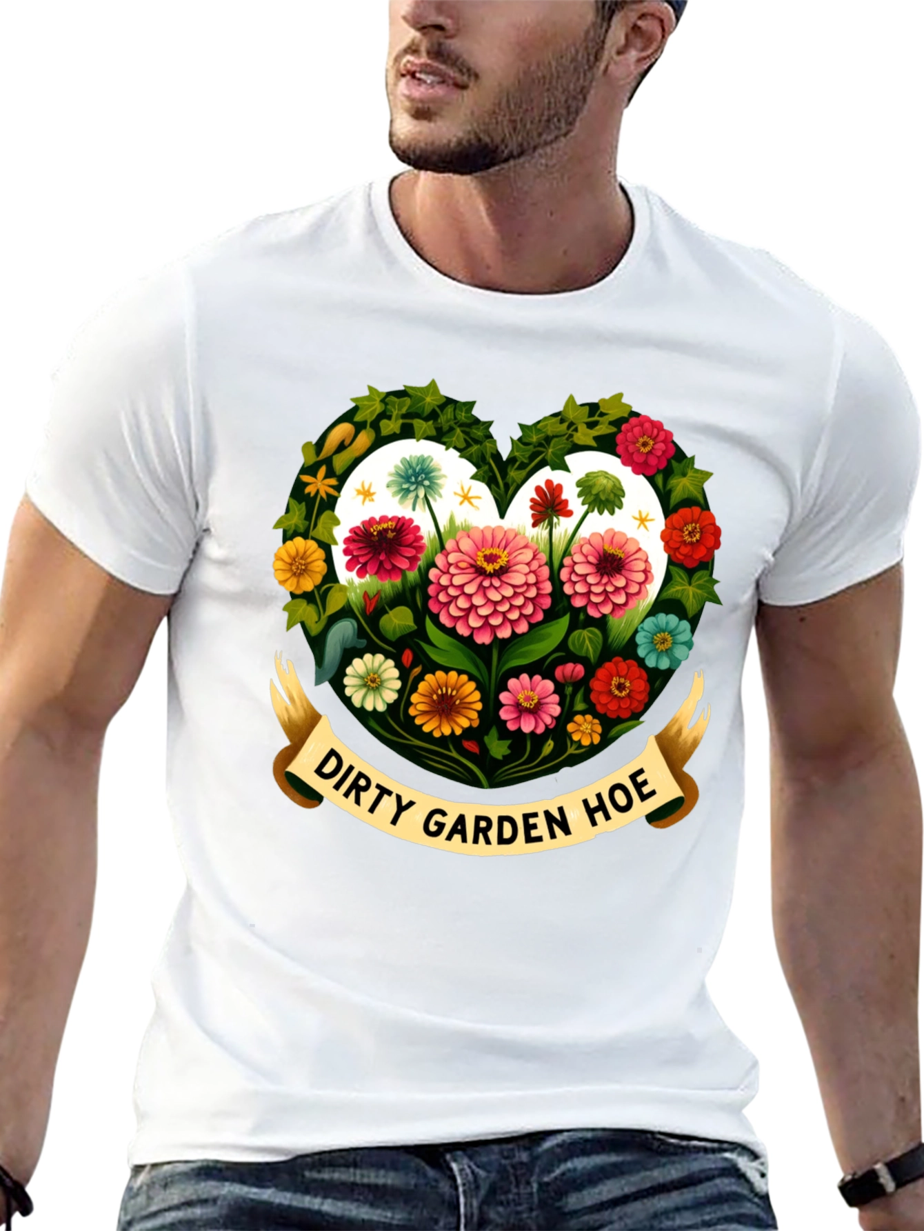 Dirty Garden Hoe Floral Heart T-Shirt