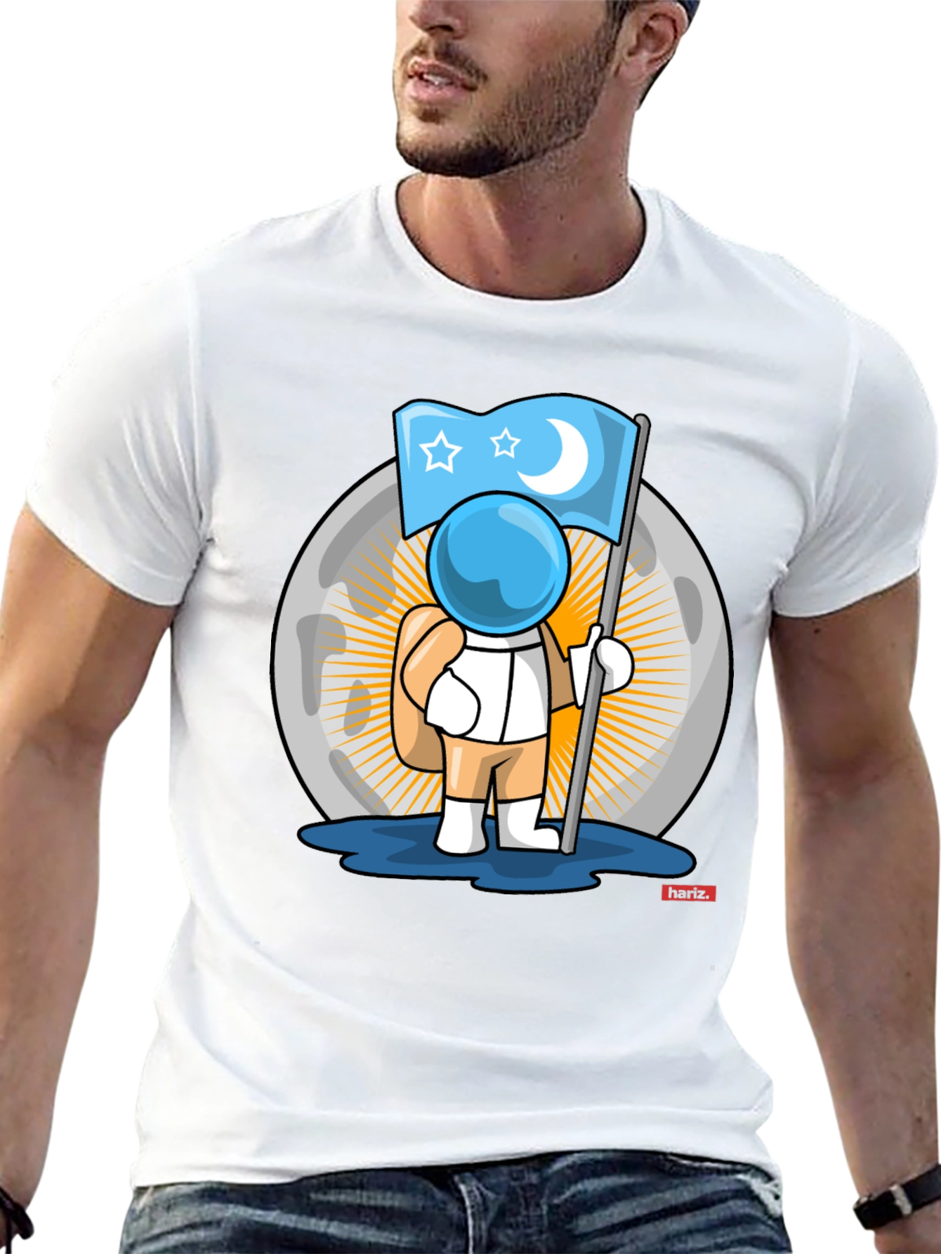 Astronaut Moon Landing Graphic Tee - Unique Design