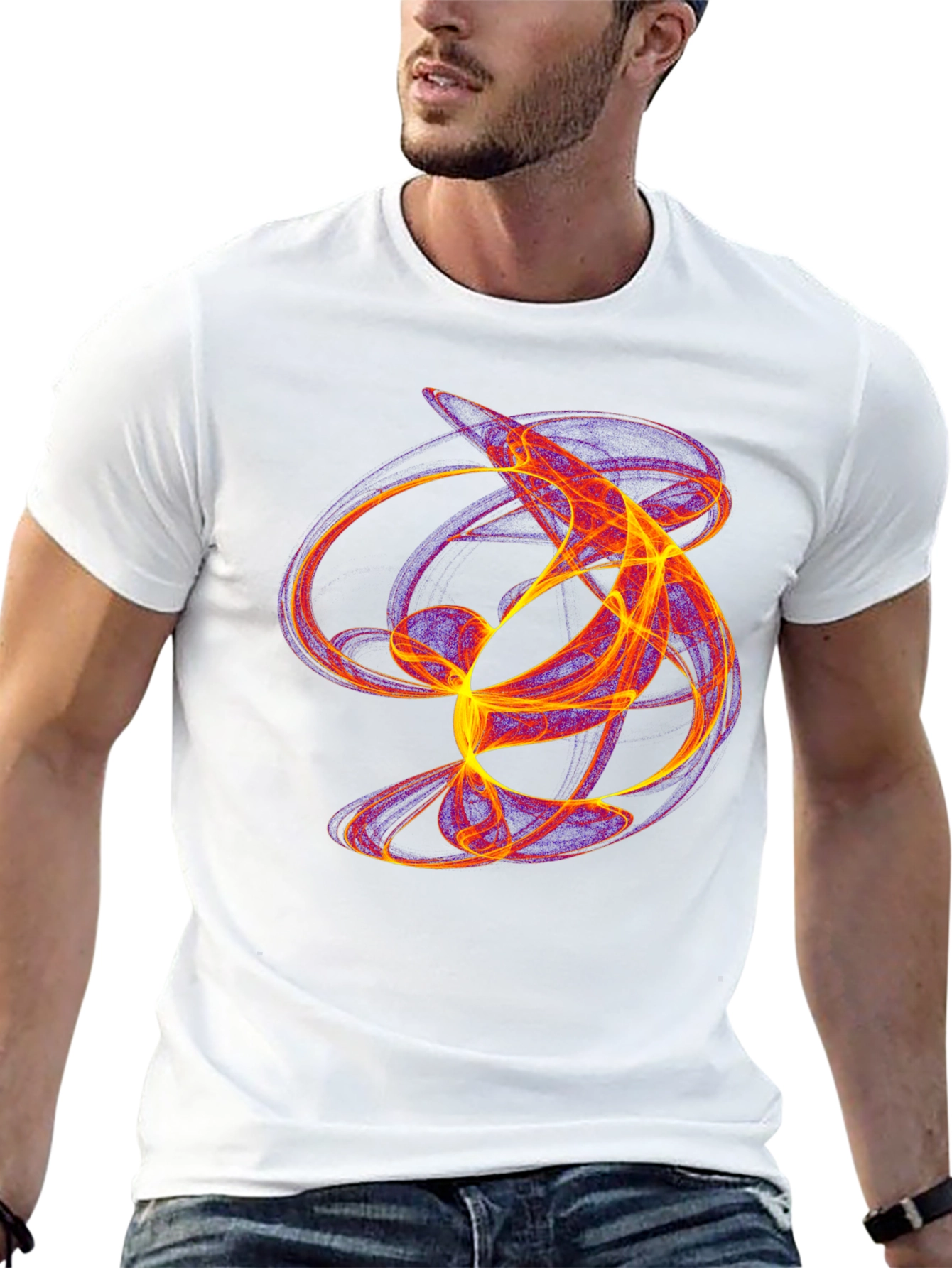 Abstract Flame Graphic Black T-Shirt