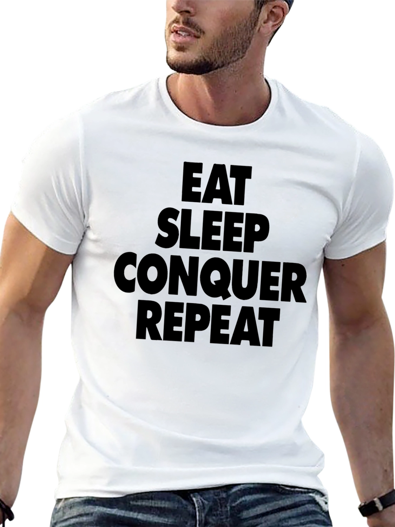 Eat Sleep Conquer Repeat Black T-Shirt
