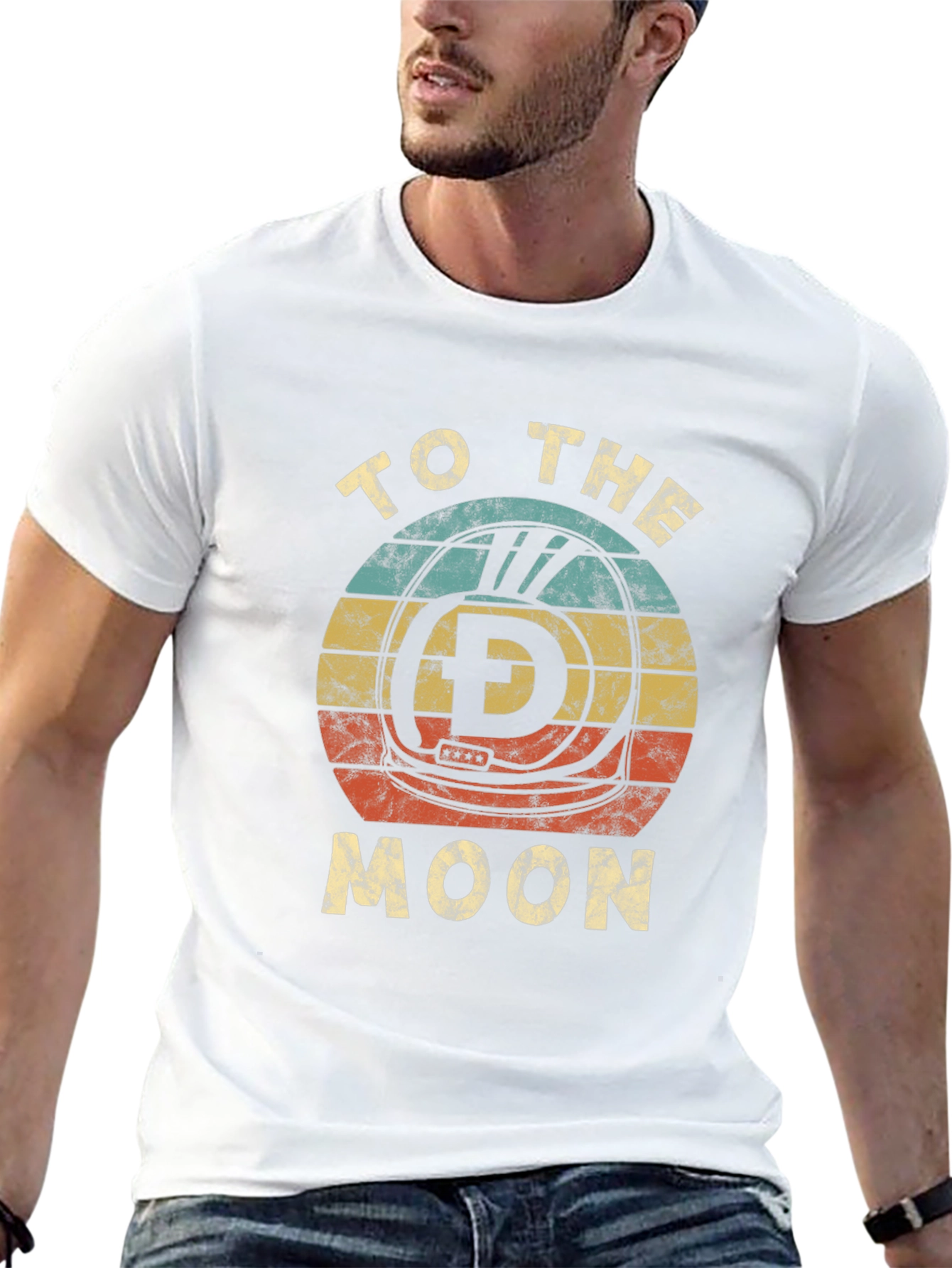 Retro Dogecoin To The Moon Graphic T-Shirt