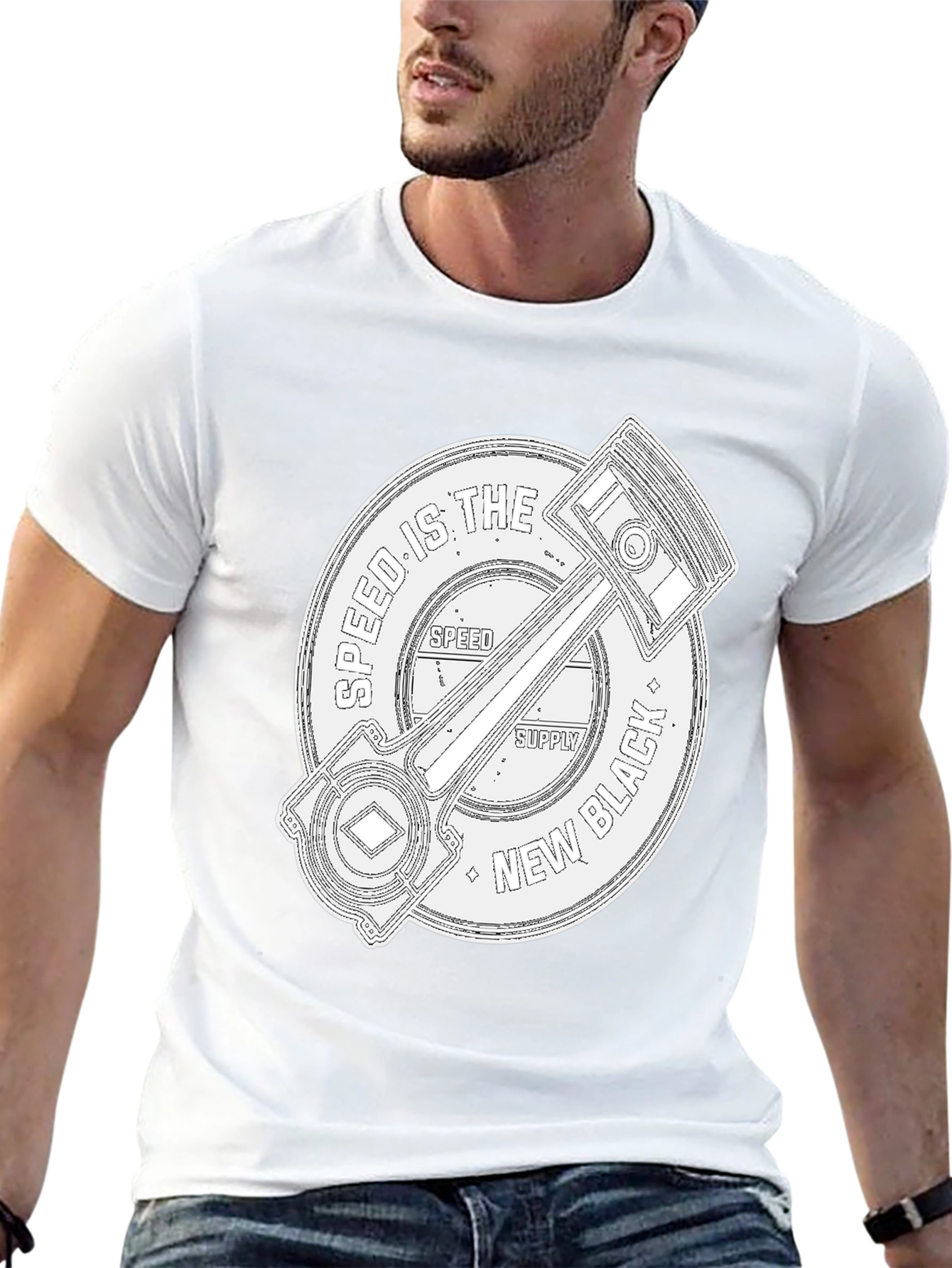 Speed Supply Black Piston Graphic Tee