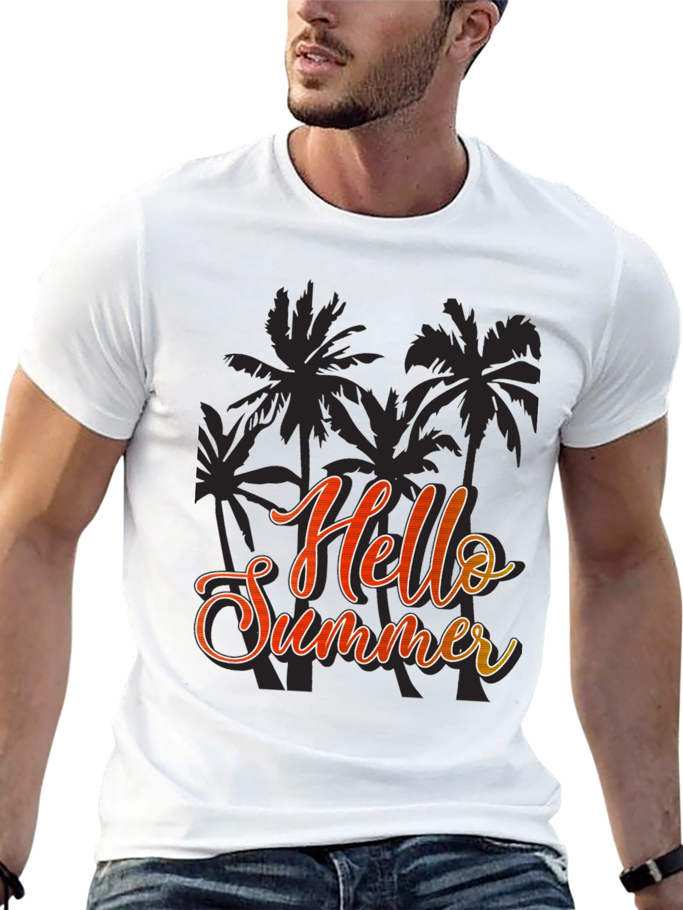 Hello Summer Graphic Black T-Shirt