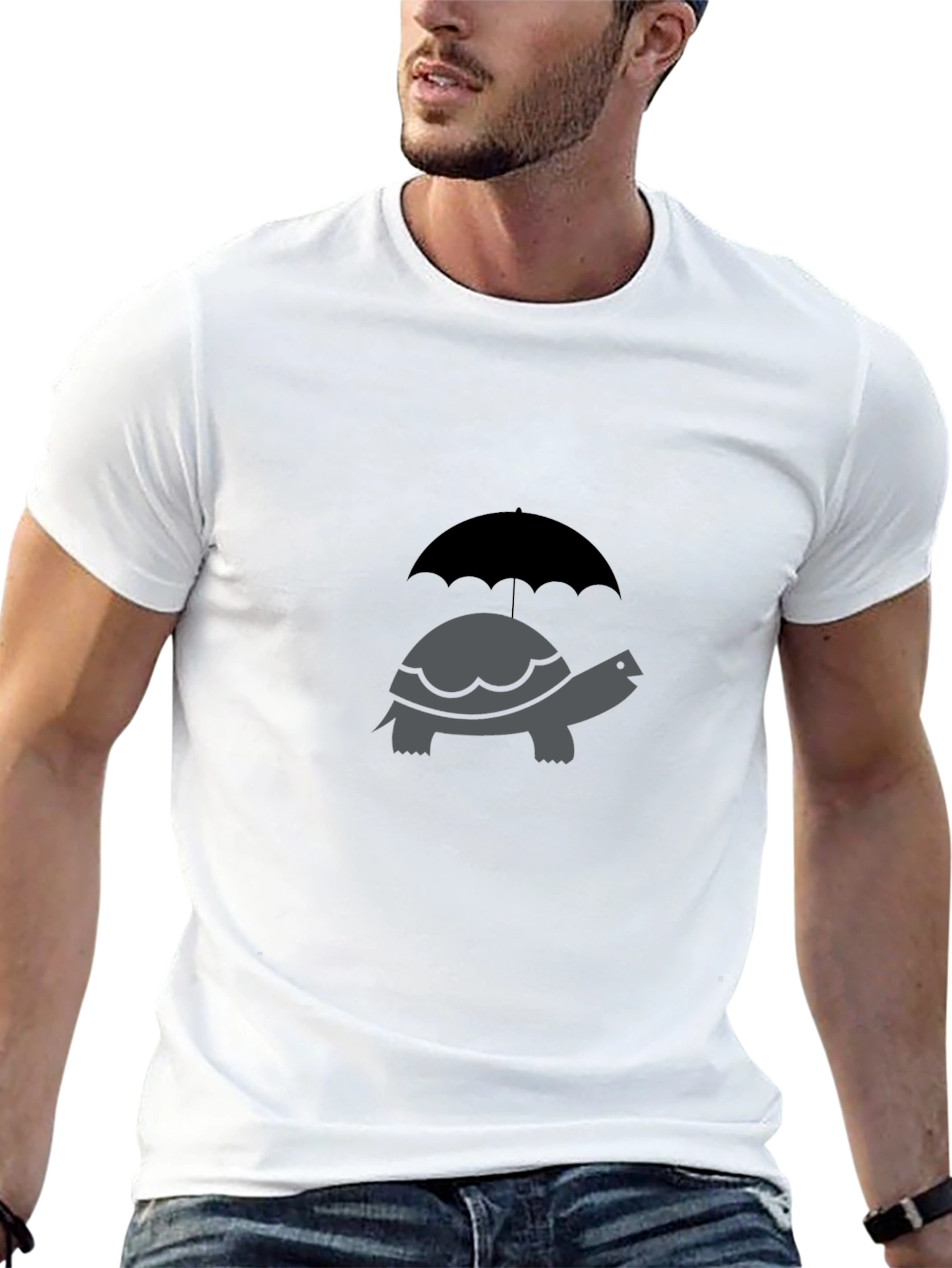 Turtle Umbrella Graphic Tee - Classic Crew Neck