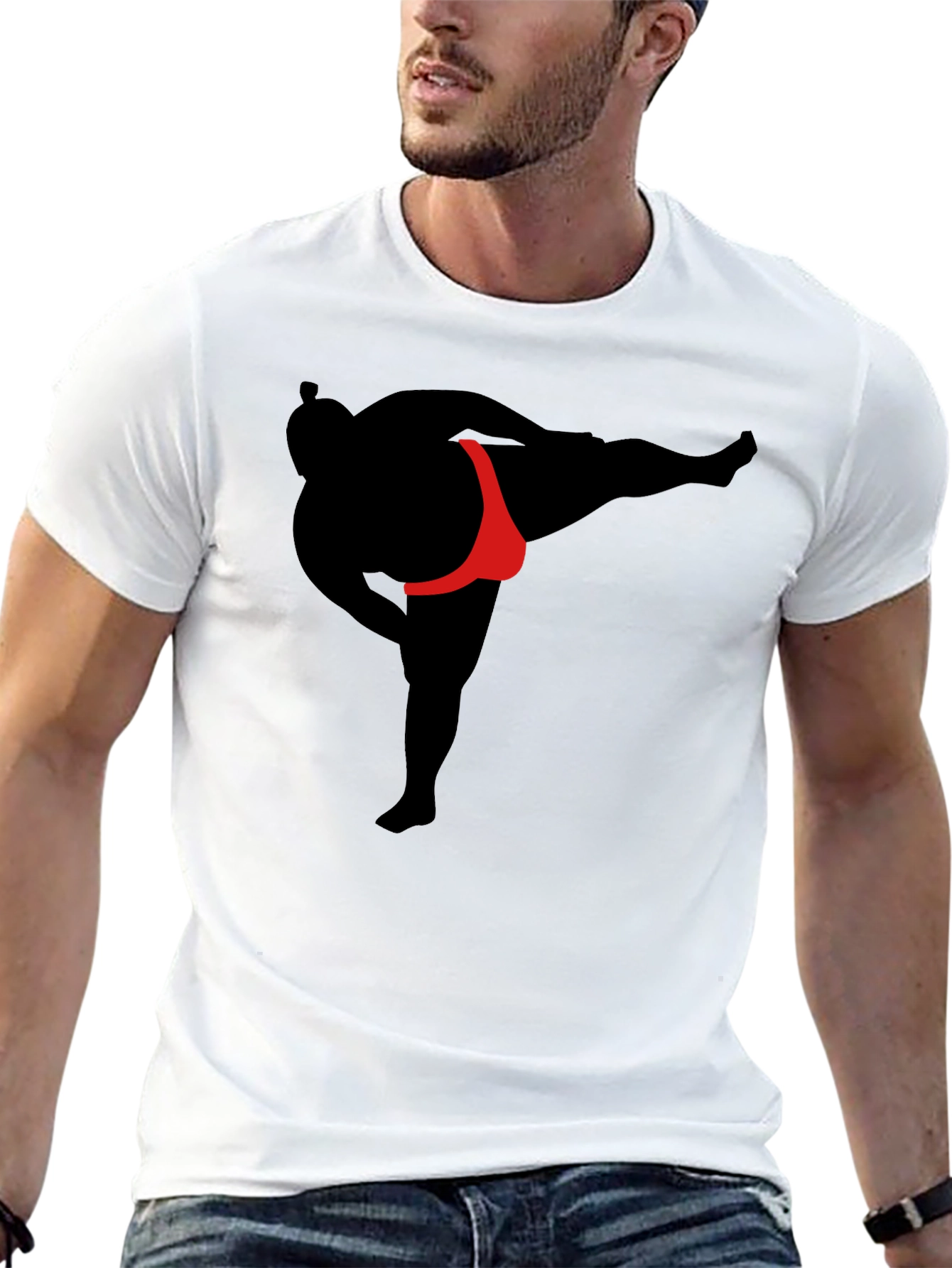 Sumo Wrestler Graphic T-Shirt - Black