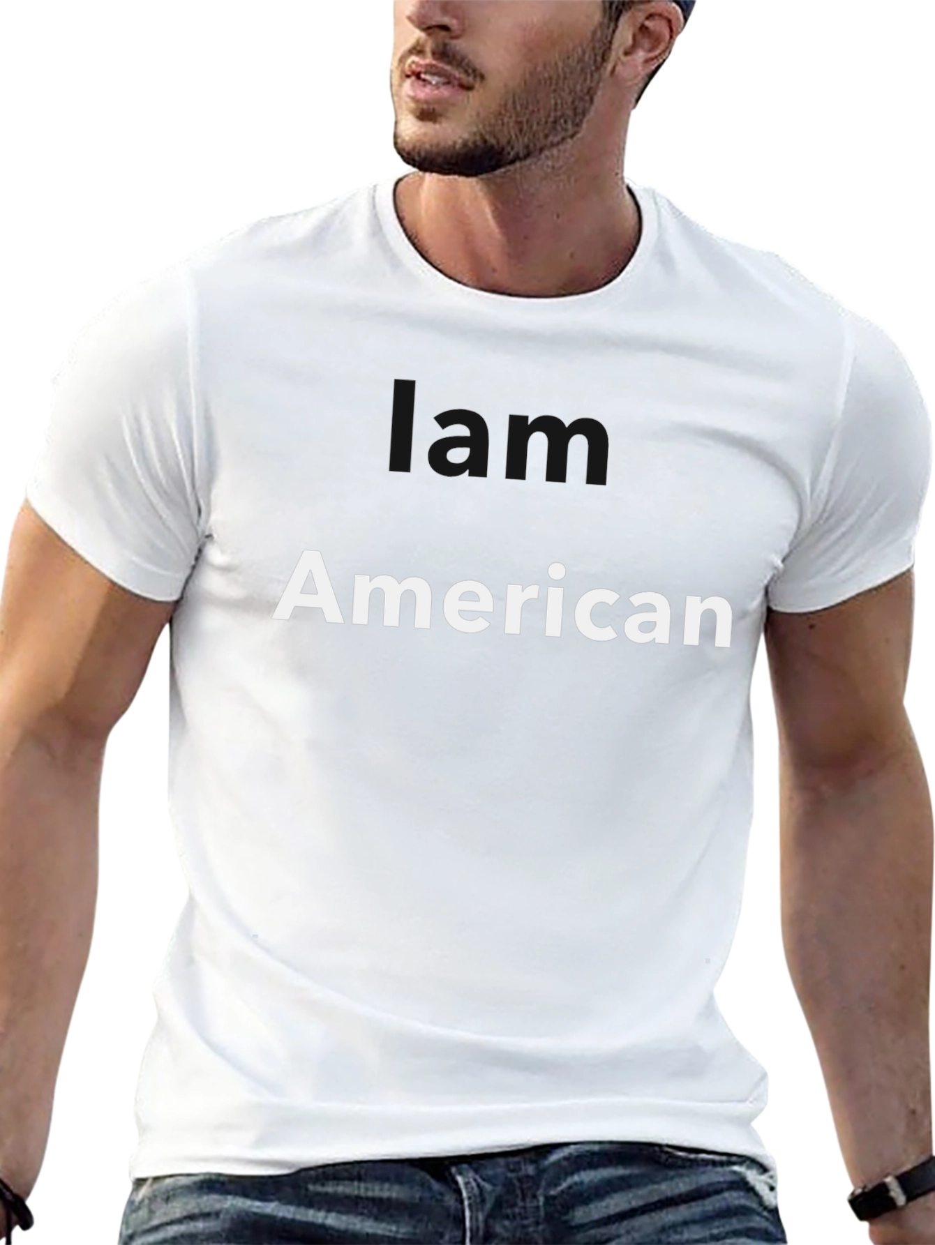 American T-Shirt - Black Cotton Blend - Patriotic Tee