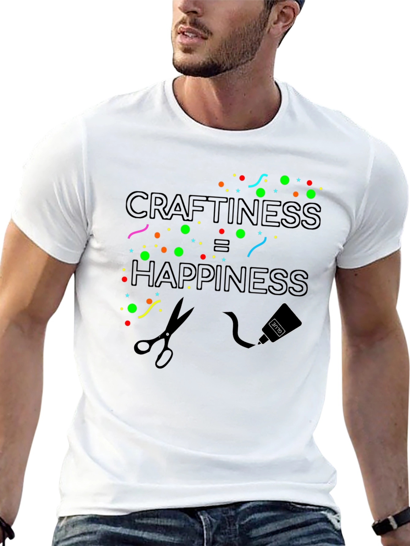 Craftiness Equals Happiness Black Graphic Tee Shirt
