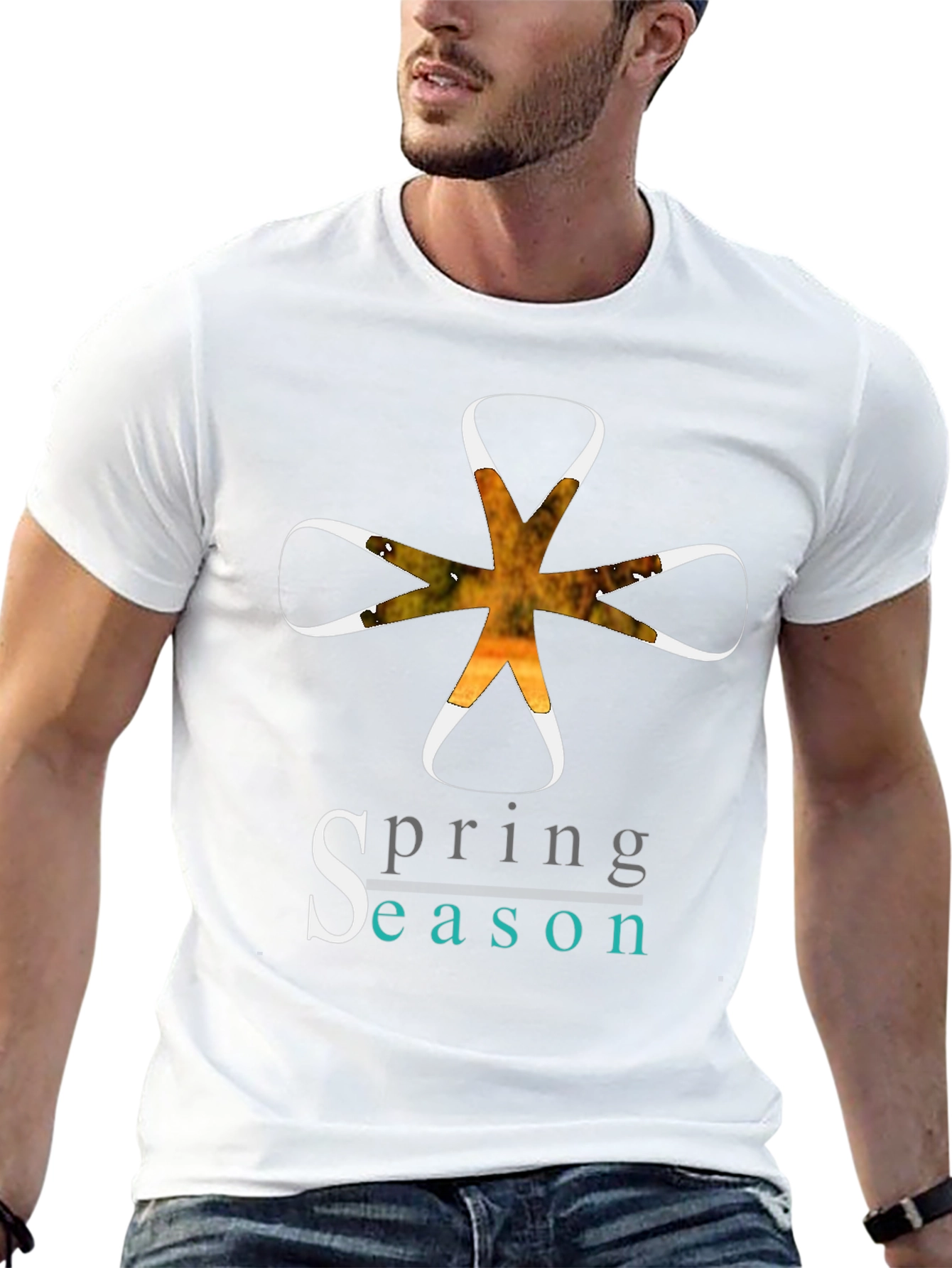 Spring Season Graphic Tee - Stylish Mens Black T-Shirt