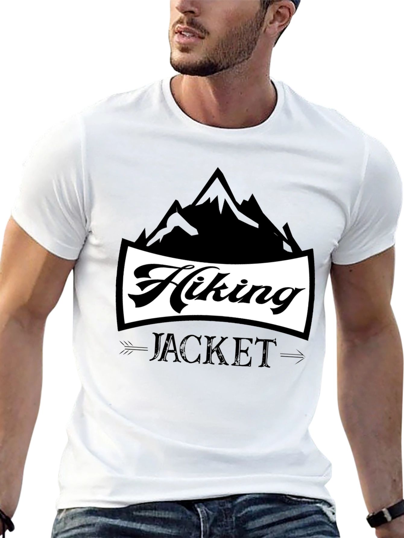 Hiking Jacket Graphic T-Shirt | Black Casual Tee