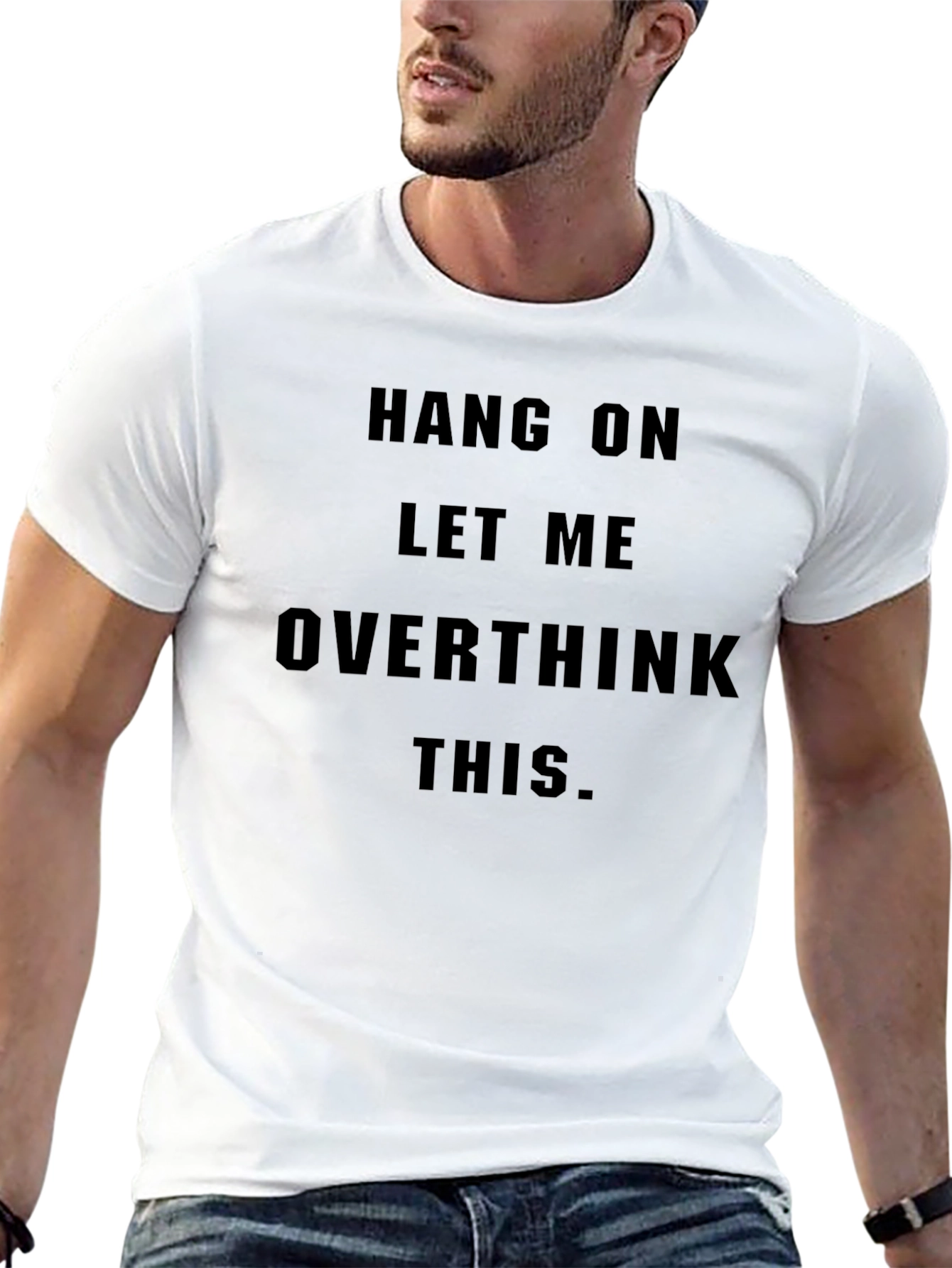 Hang On Overthink T-Shirt - Black Slogan Tee