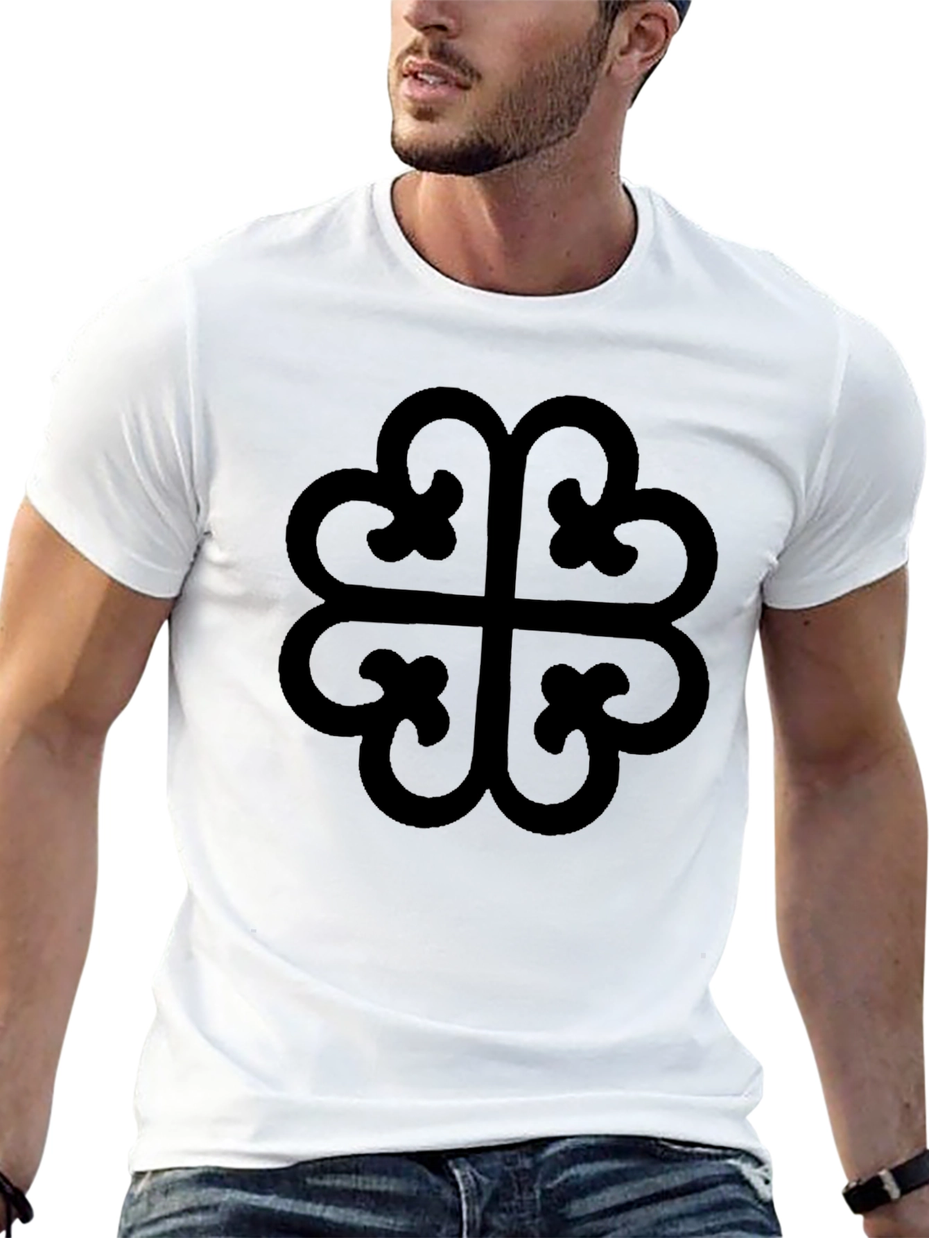 Black Adinkra Heart Symbol T-Shirt