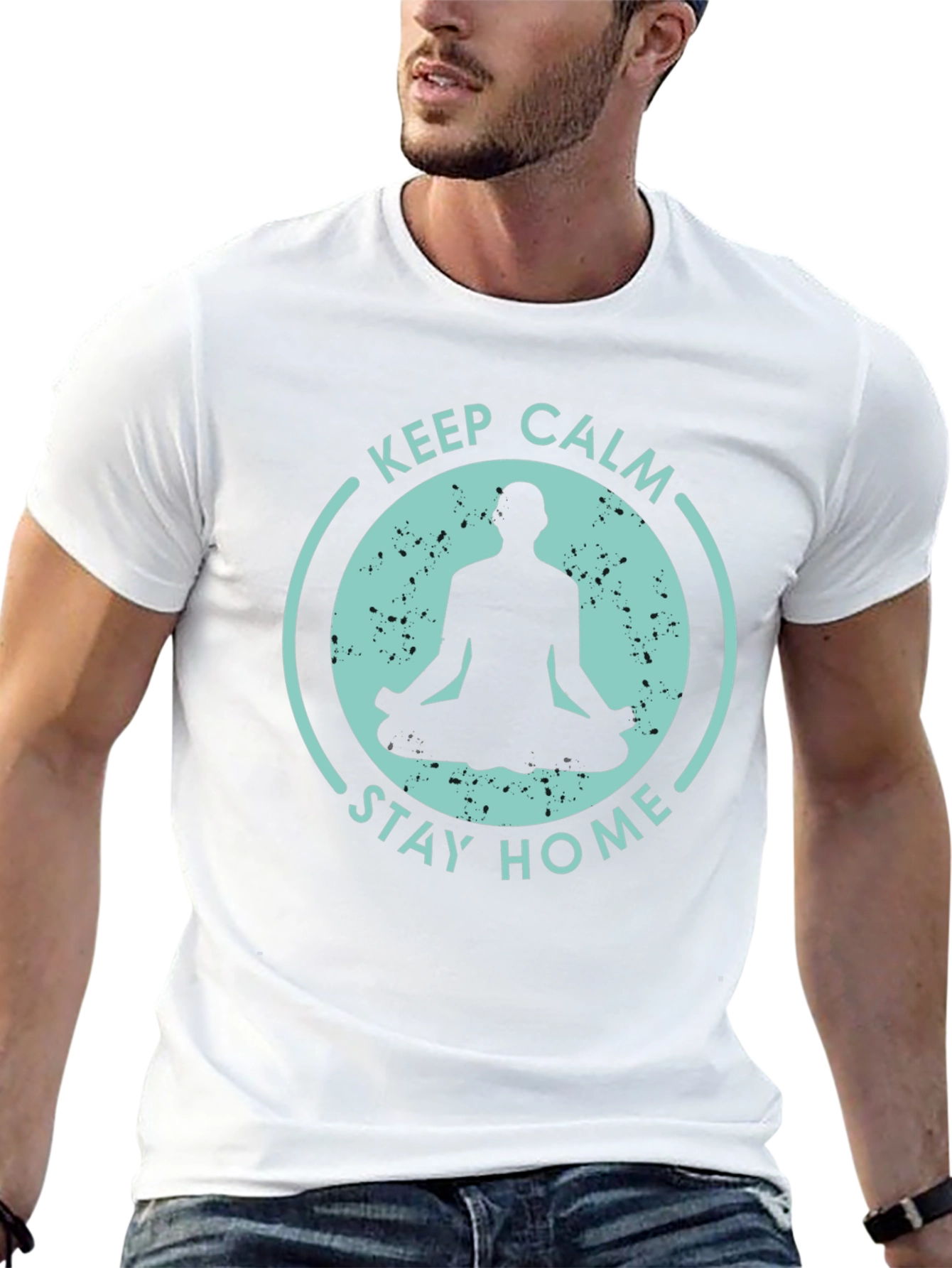 Keep Calm Stay Home T-Shirt - Yoga Meditation Tee