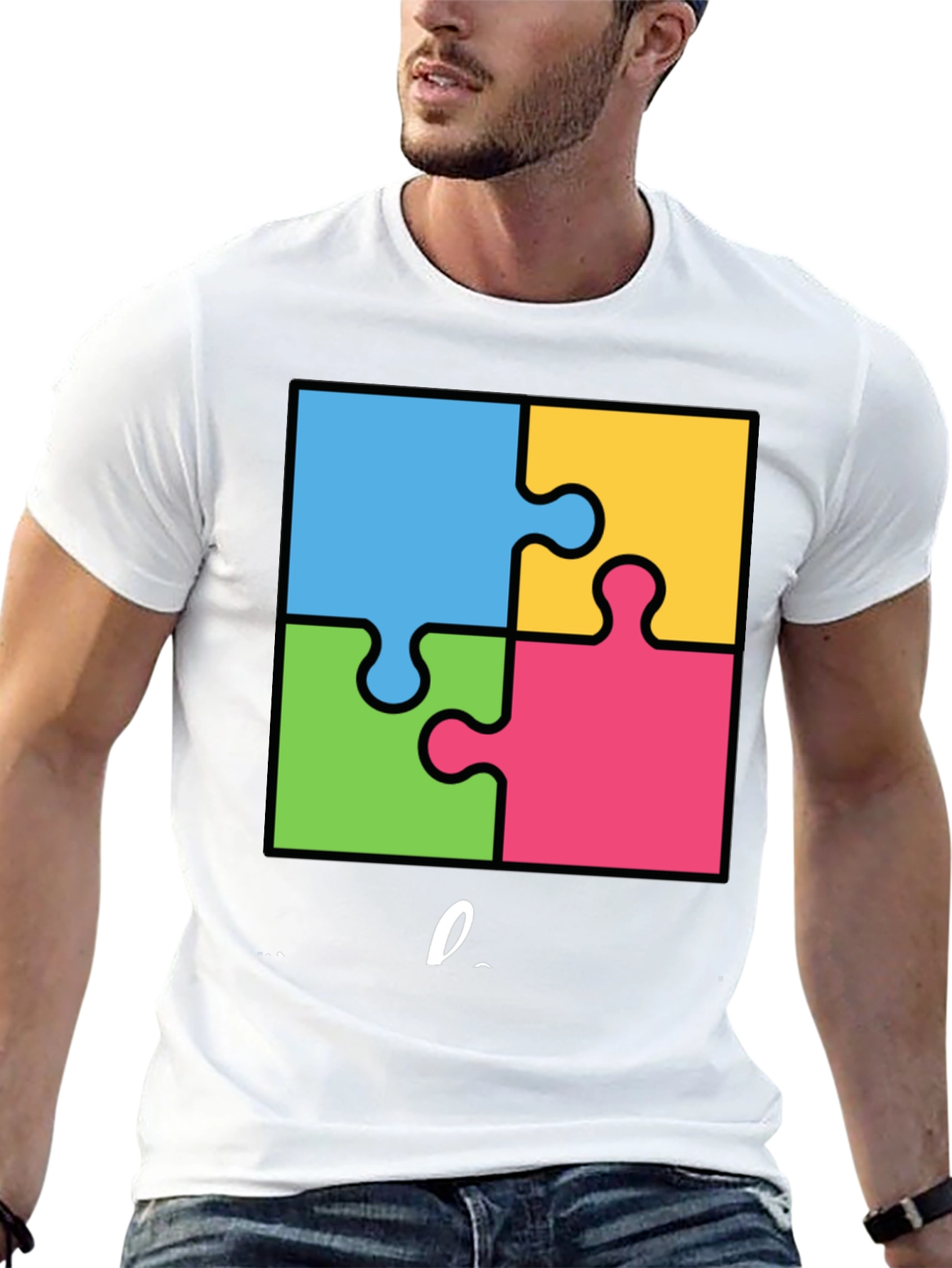Autism Awareness Puzzle T-Shirt - Black Cotton Tee