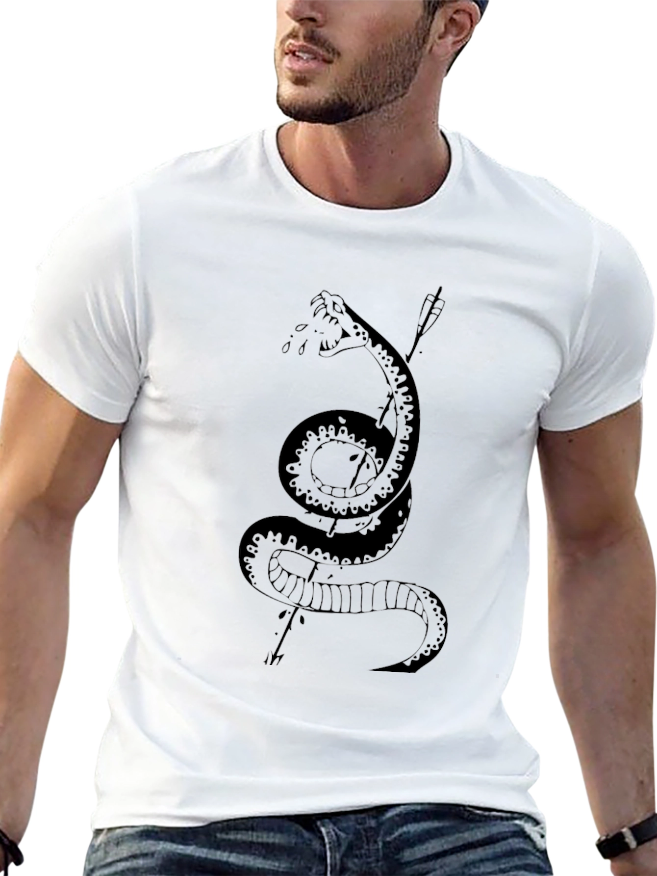 Mens Black Snake & Arrow Graphic Tee