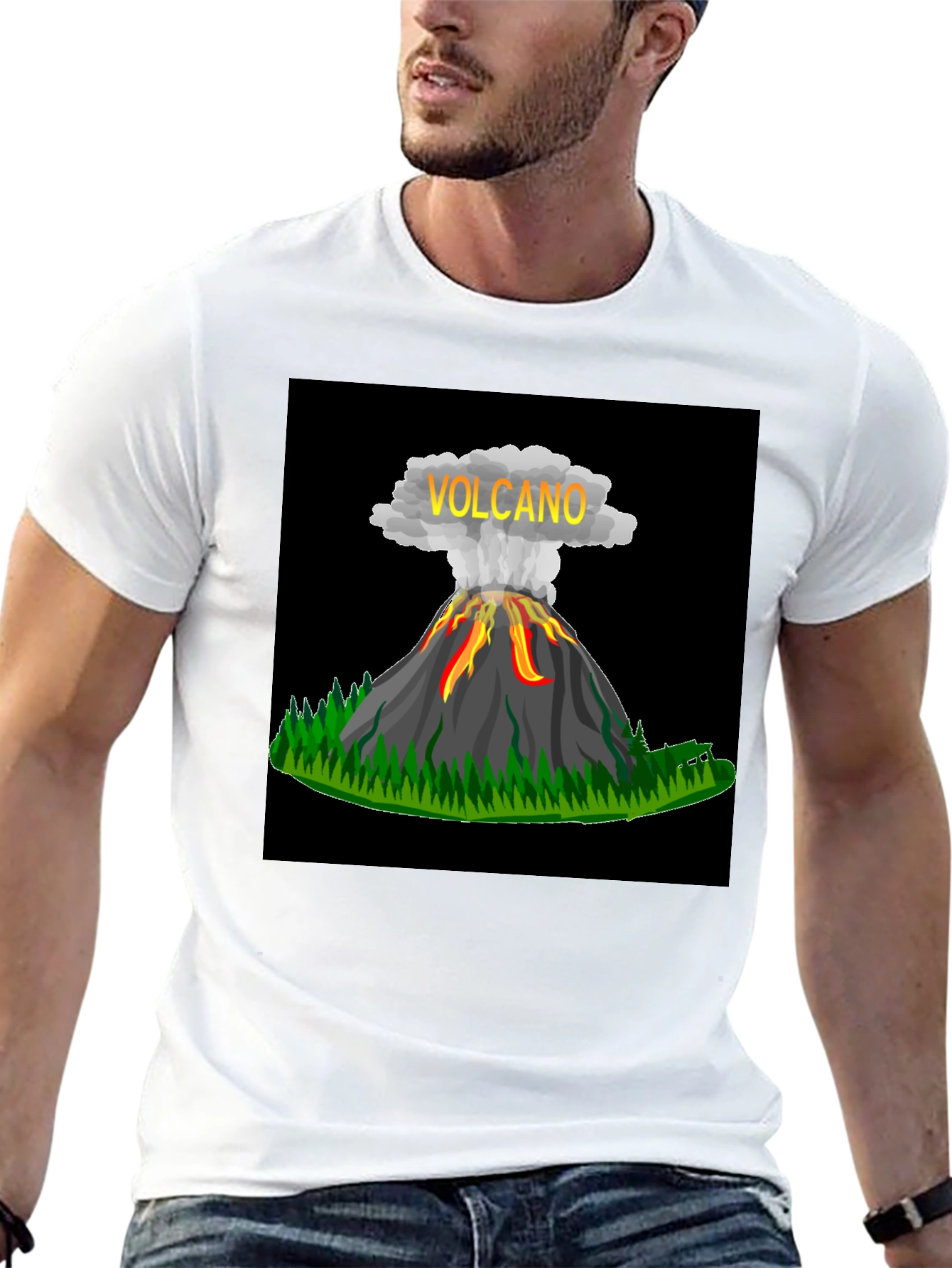 Volcano Graphic Black T-Shirt - Bold & Unique Design