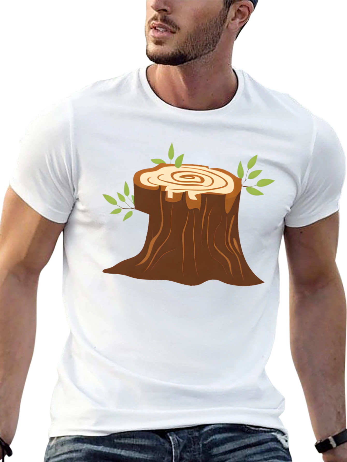 Tree Stump Graphic Black T-Shirt