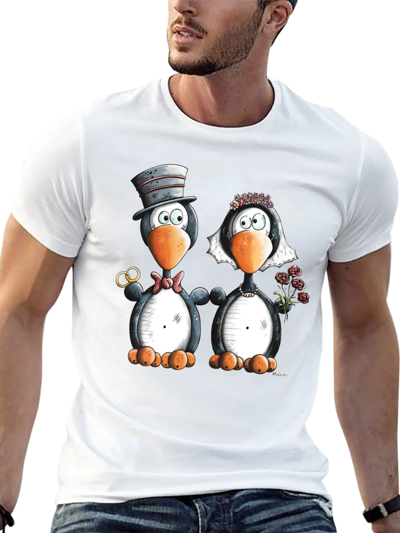 Penguin Wedding Graphic Tee - Black