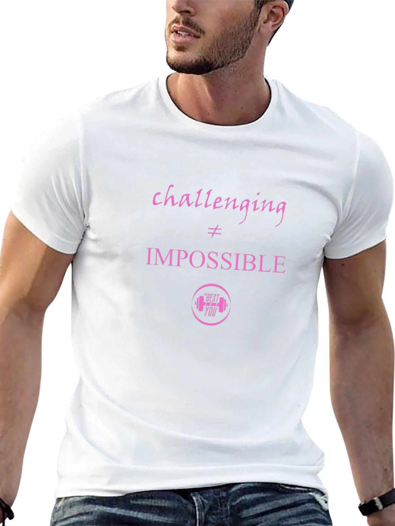 Motivational Black T-shirt - Challenging is Not Impossible