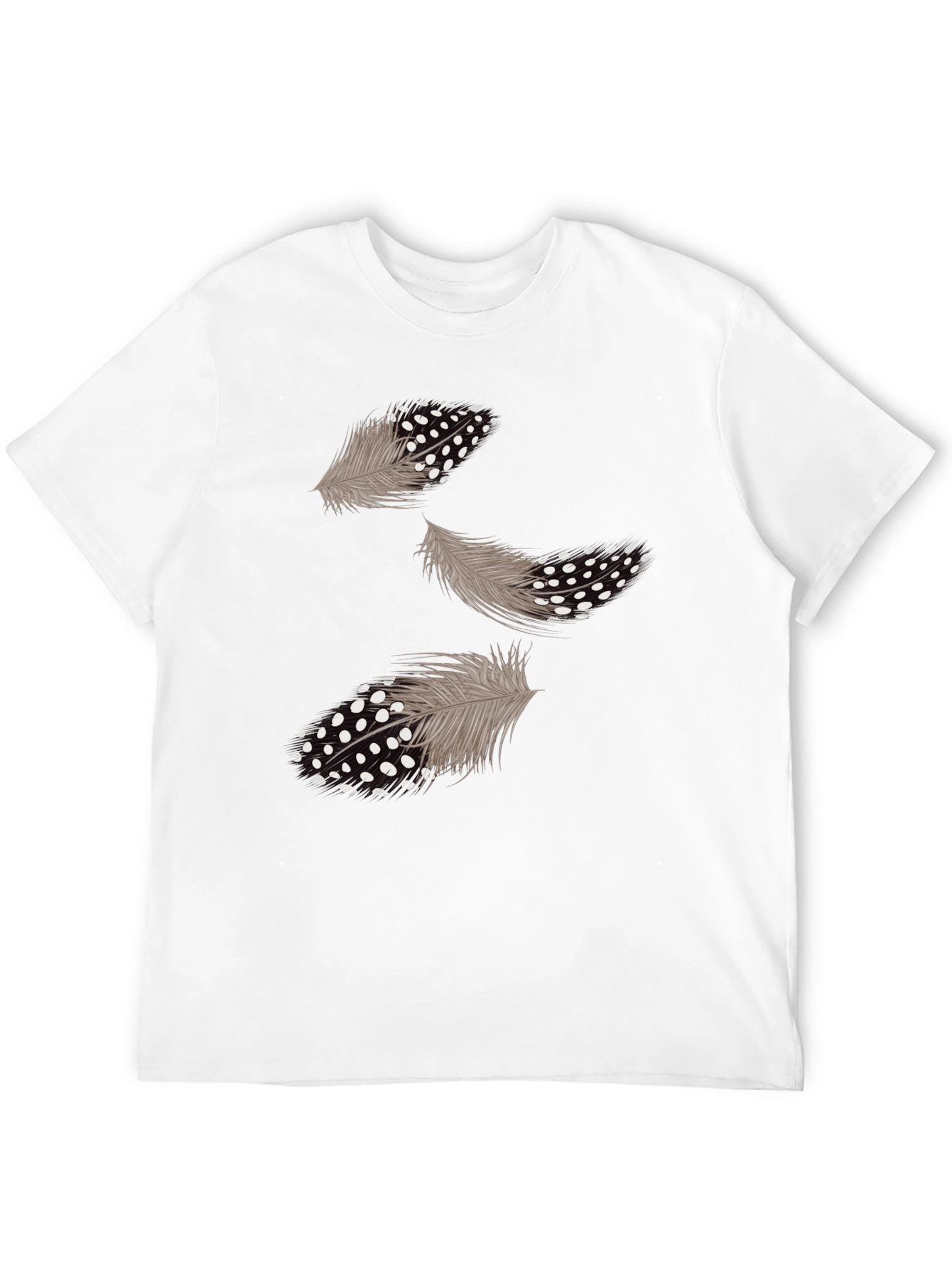 Feather Print Black Casual T-Shirt