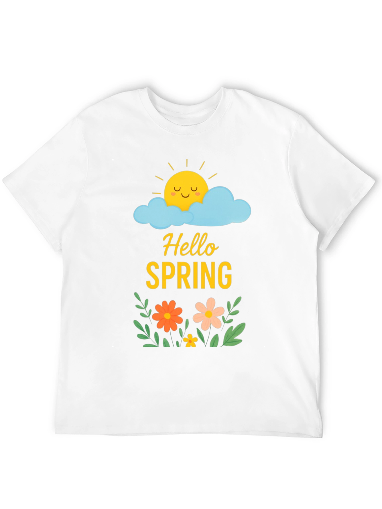Hello Spring Graphic Tee - Black Cotton T-Shirt