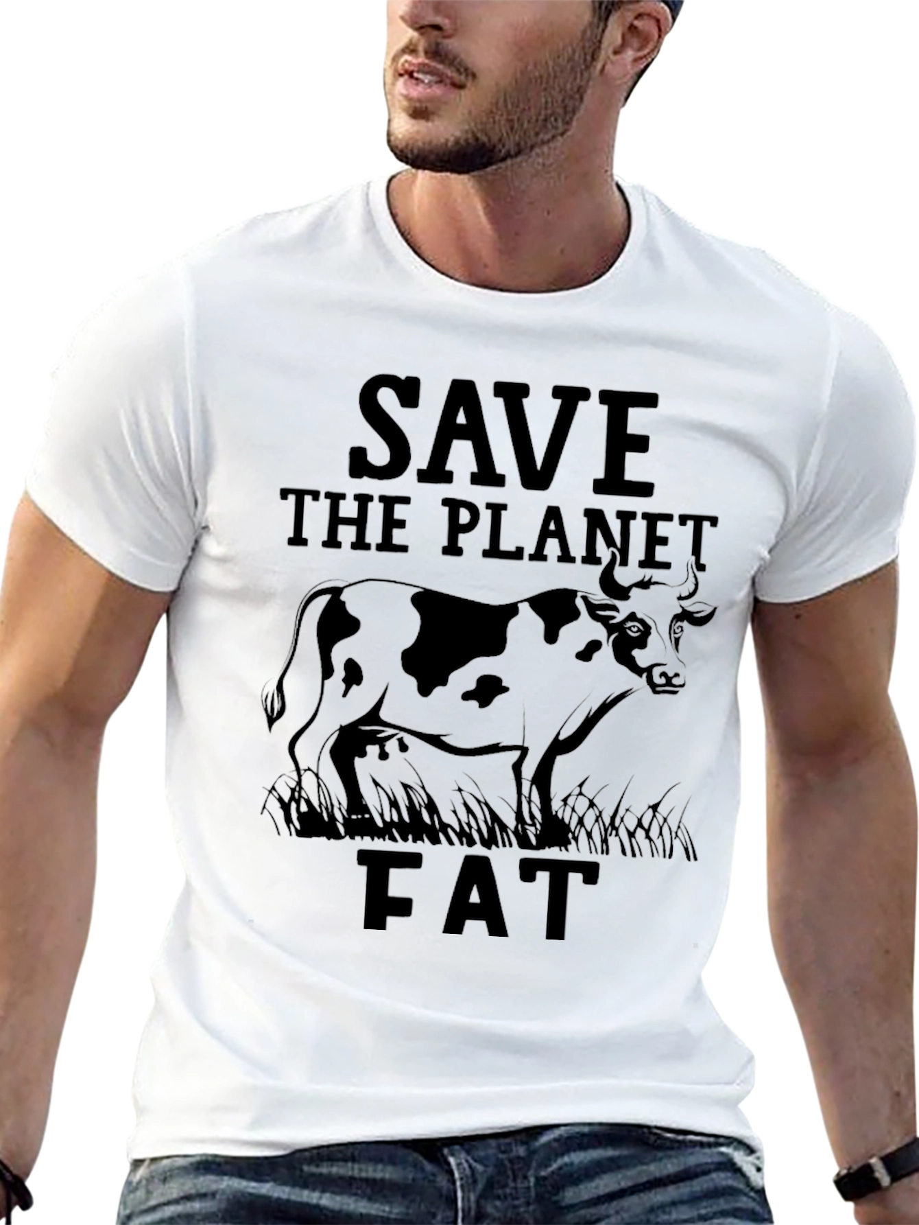 Save The Planet Fat Cow Graphic Tee
