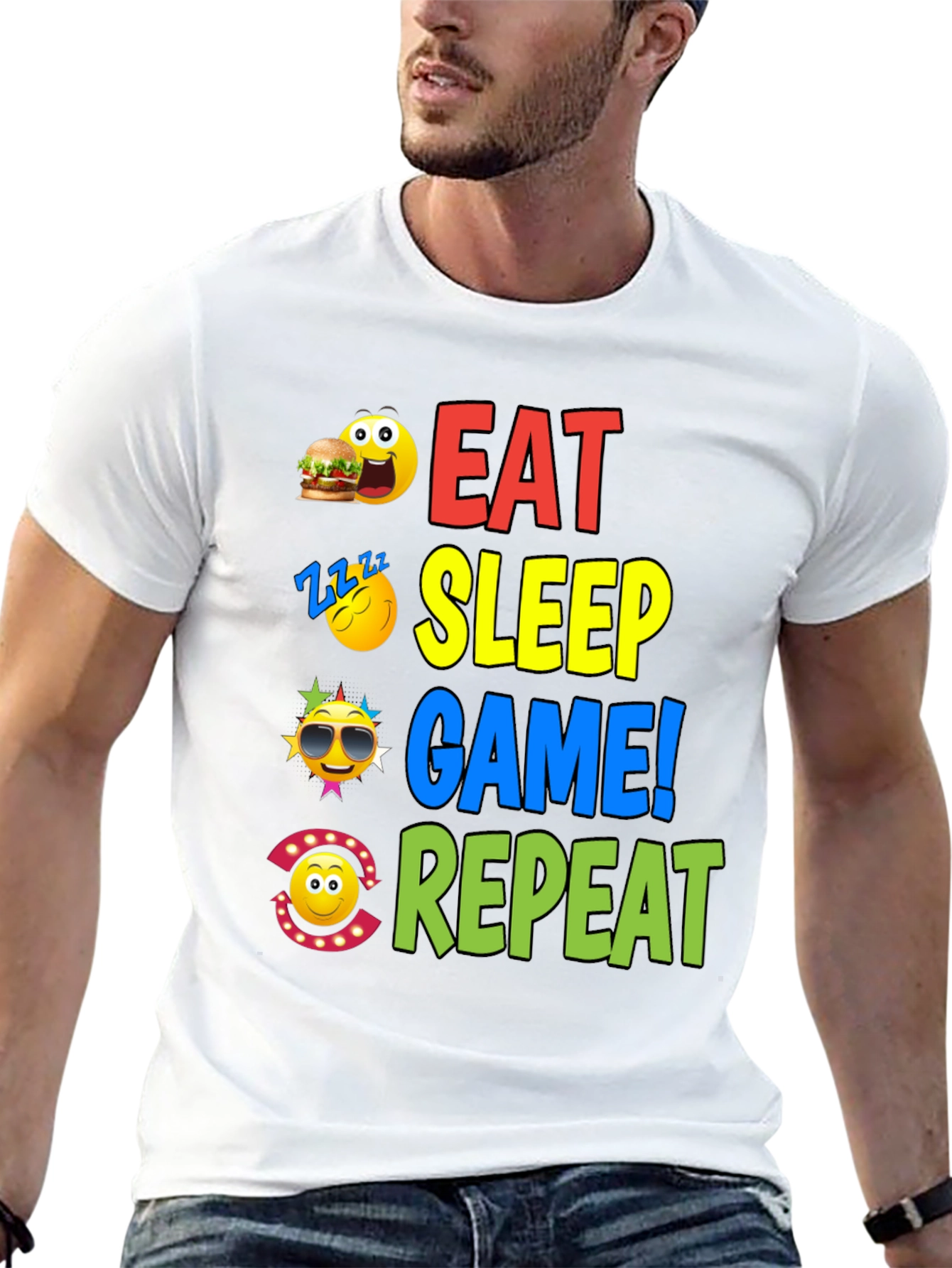 Eat Sleep Game Repeat Graphic T-Shirt