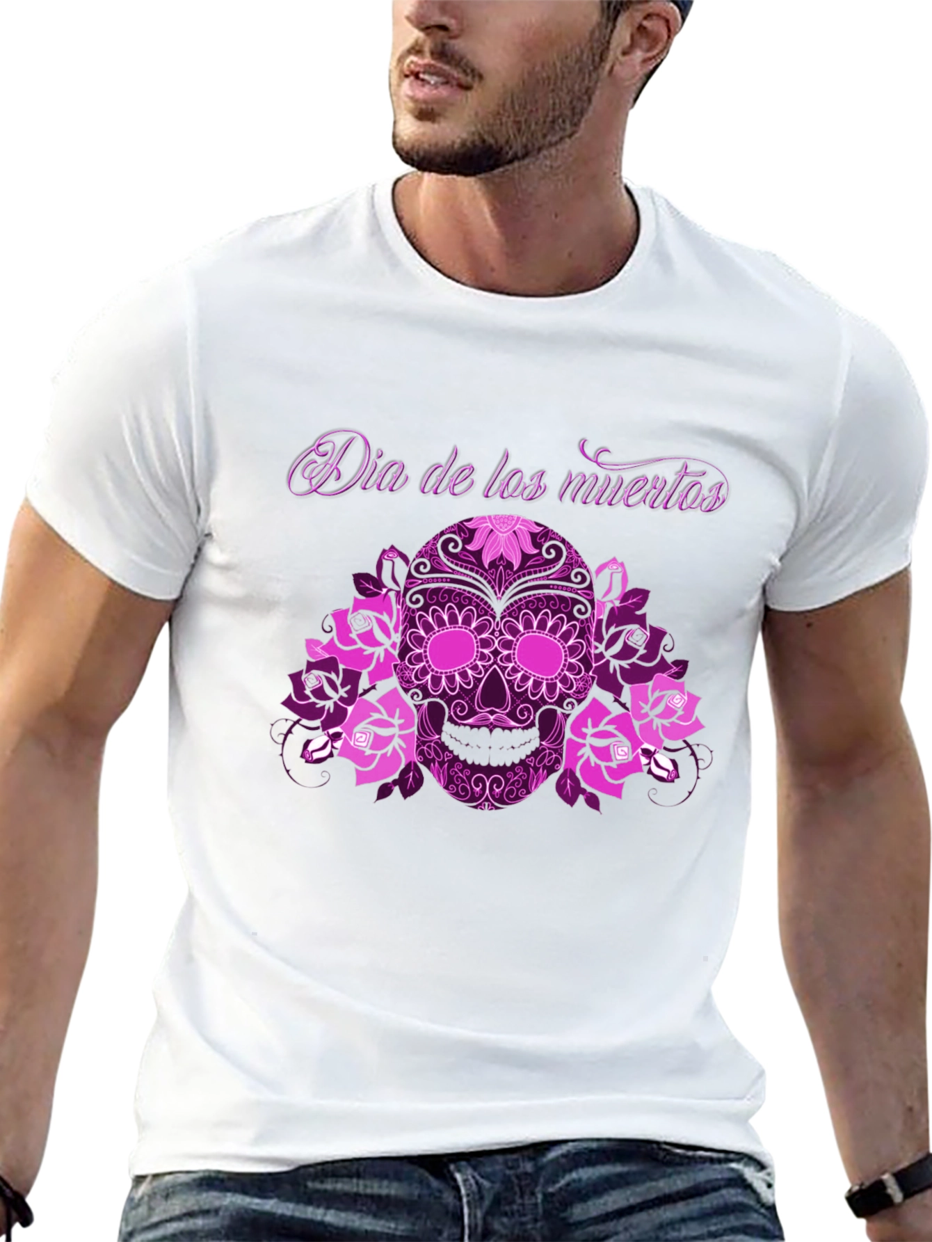Dia de los Muertos Floral Skull Graphic Tee