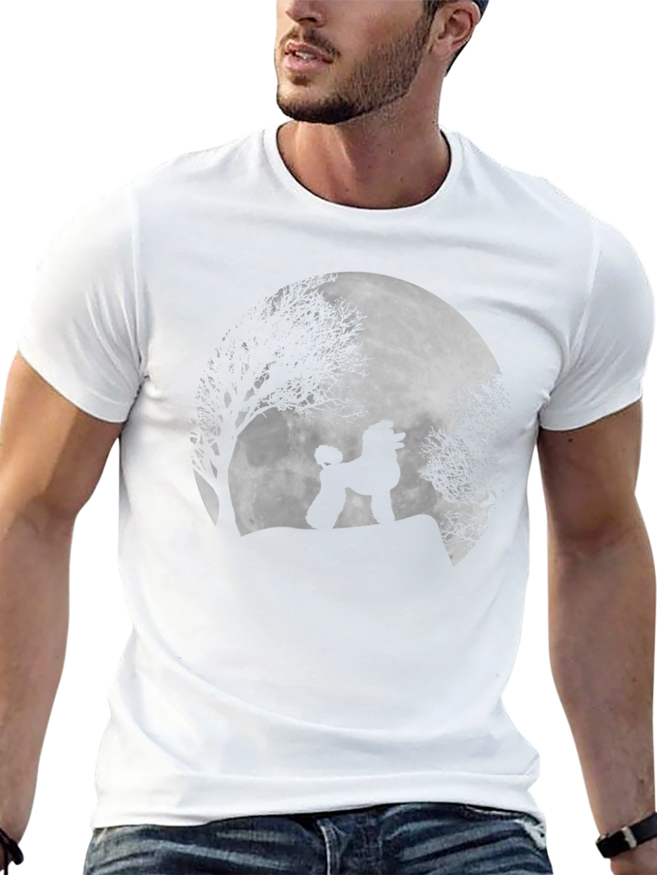 Poodle Moon Silhouette Black T-Shirt